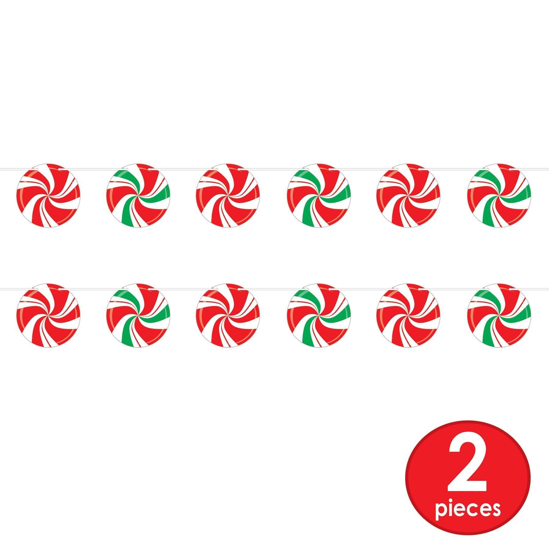 12 Pack Beistle Christmas Peppermint Streamers - 24ft Red & White Striped Party Decorations for Holiday, Xmas Tree, Home, Office & Classroom Decor