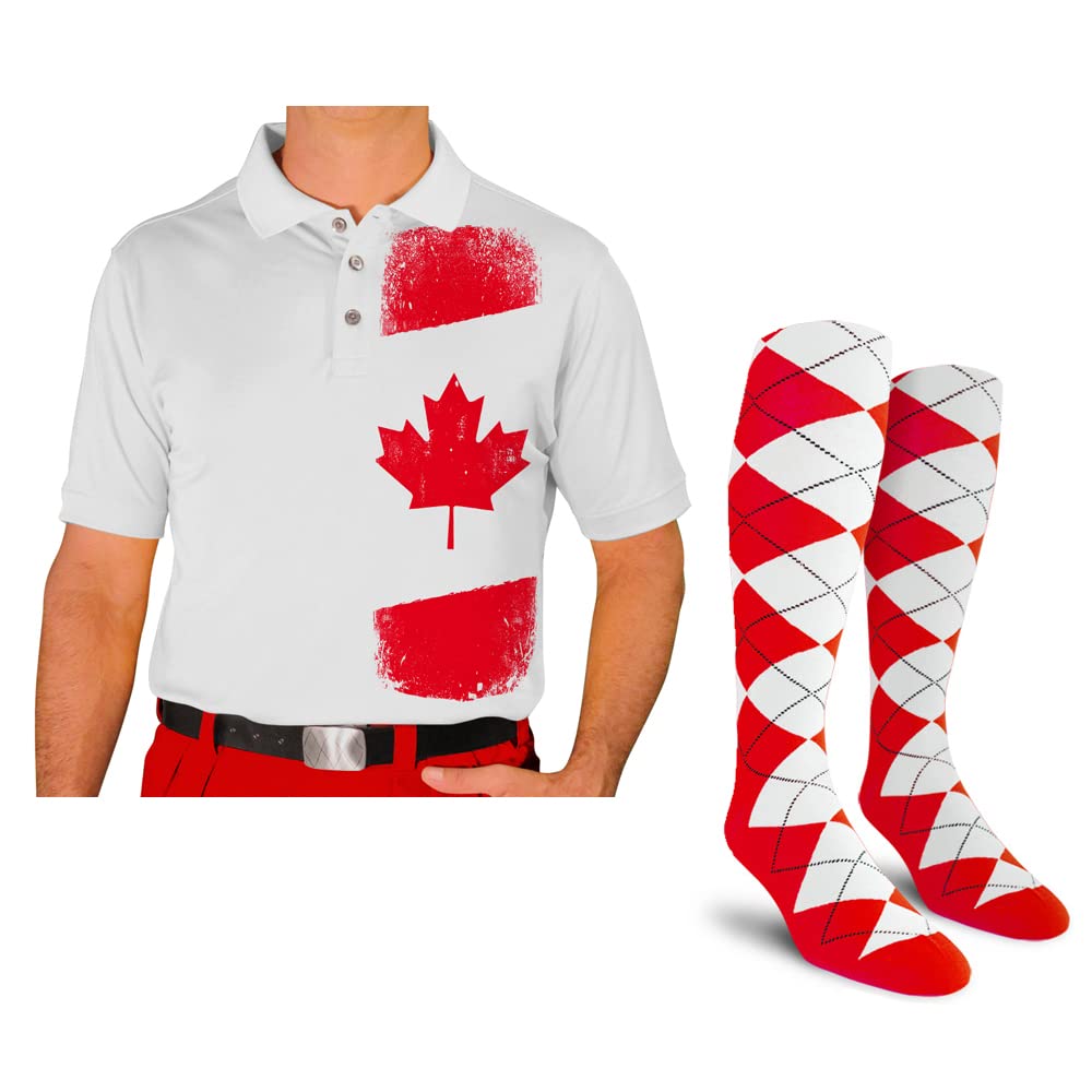 Men's Homeland Golf Shirt with Socks - Breathable Polo Shirt & Comfortable Socks Set for Golfing, Casual Wear & Outdoor Activities