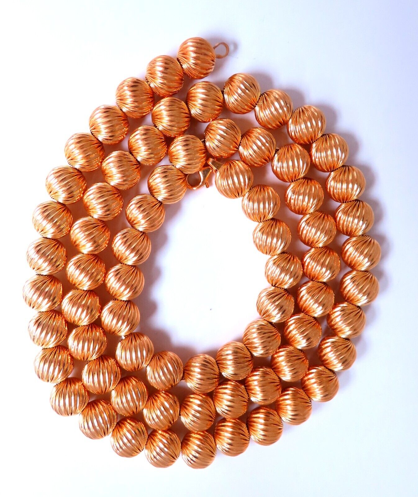 14kt Gold Barley Twist Beads Necklace - 52 Grams, 23 Inches - Elegant Statement Jewelry for Women, Perfect for Weddings, Parties & Special Occasions