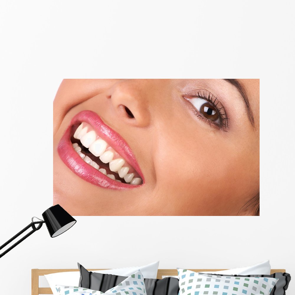 Wallmonkeys WM301697 Peel and Stick Wall Decal - 48x32 Inch Smiling Woman Wall Art, Removable Graphic for Bedroom, Living Room & Office Decor