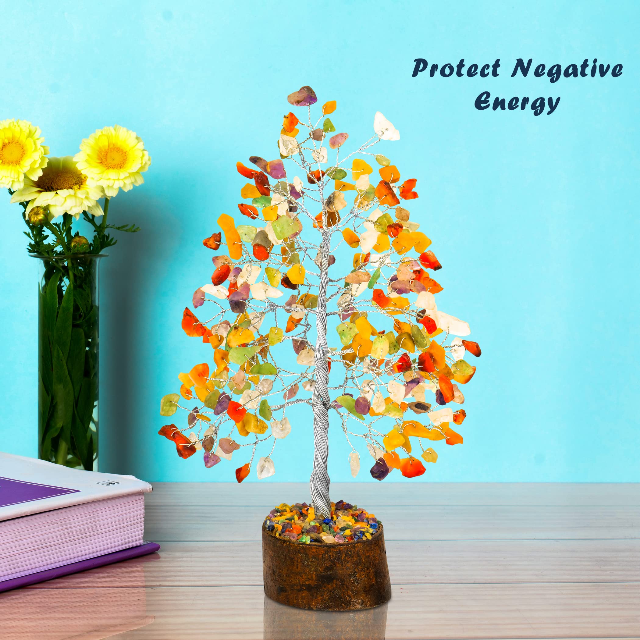 YATHABI Chakra Tree - Crystal Tree of Life Feng Shui Decor with Chakra Stones - Spiritual Money Tree for Good Luck & Positive Energy - Healing Crystal Bonsai for Home, Office & Meditation Space - Unique Gift for Women & Spiritual Seekers