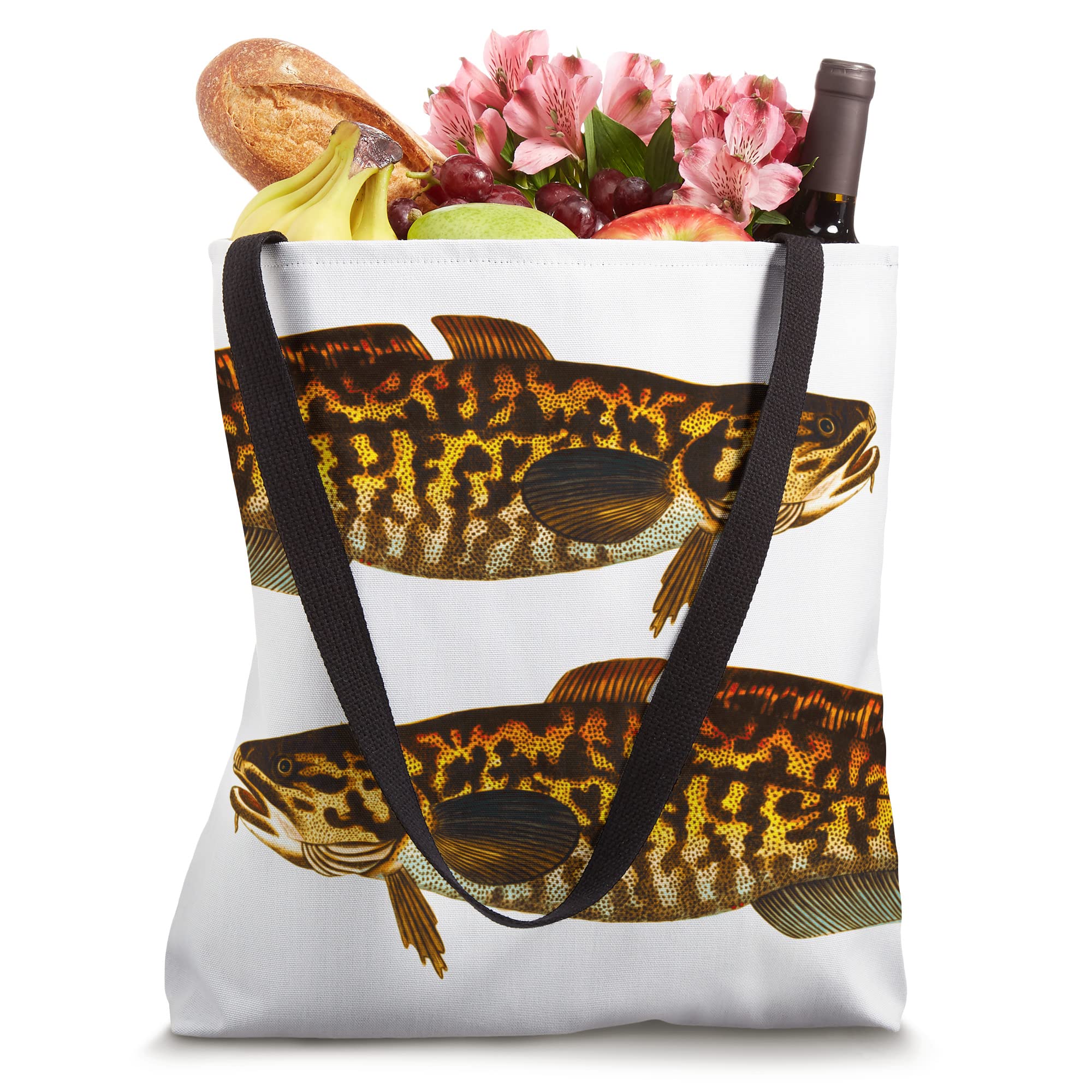Stylish Burbot Fish Print Tote Bag - Eco-Friendly Reusable Shopping Bag for Groceries, Beach & Daily Use