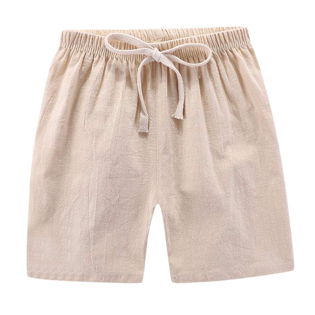 Fanteecy Baby Boys & Girls Linen Shorts - Soft Elastic Waist Toddler Jogger Shorts for Summer | Cute Casual Outfit for Playtime, Beach & Outdoor Activities