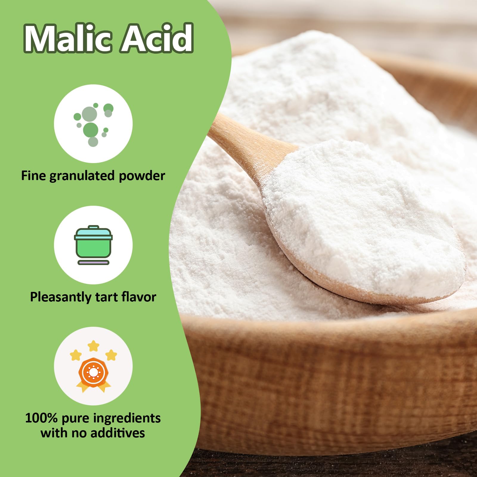 Premium 6 LB Food Grade Malic Acid Powder - Tart Flavor Enhancer for Sour Candy, Gummy Bears, Drinks, Baking & Winemaking | Perfect for DIY Treats, Homemade Beverages & Culinary Creations
