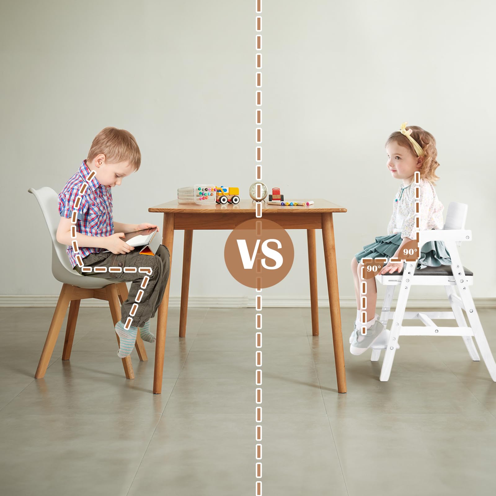 Premium Solid Wood Toddler High Chair - Adjustable Height Growing Chair for Kids, Convertible Dining & Study Chair - Perfect for Mealtime, Learning & Play
