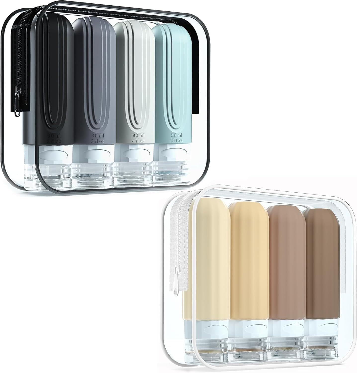 TSA Approved 3oz Travel Bottles for Toiletries - BPA Free Leak Proof Silicone Containers for Shampoo, Conditioner & Lotion - Refillable Squeezable Travel Accessories - Perfect for Air Travel, Gym & Vacation Essentials