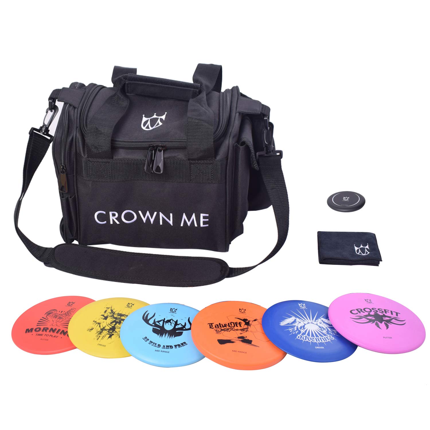 CROWN ME Disc Golf Starter Set - 6 Discs, Bag & Accessories for Beginners