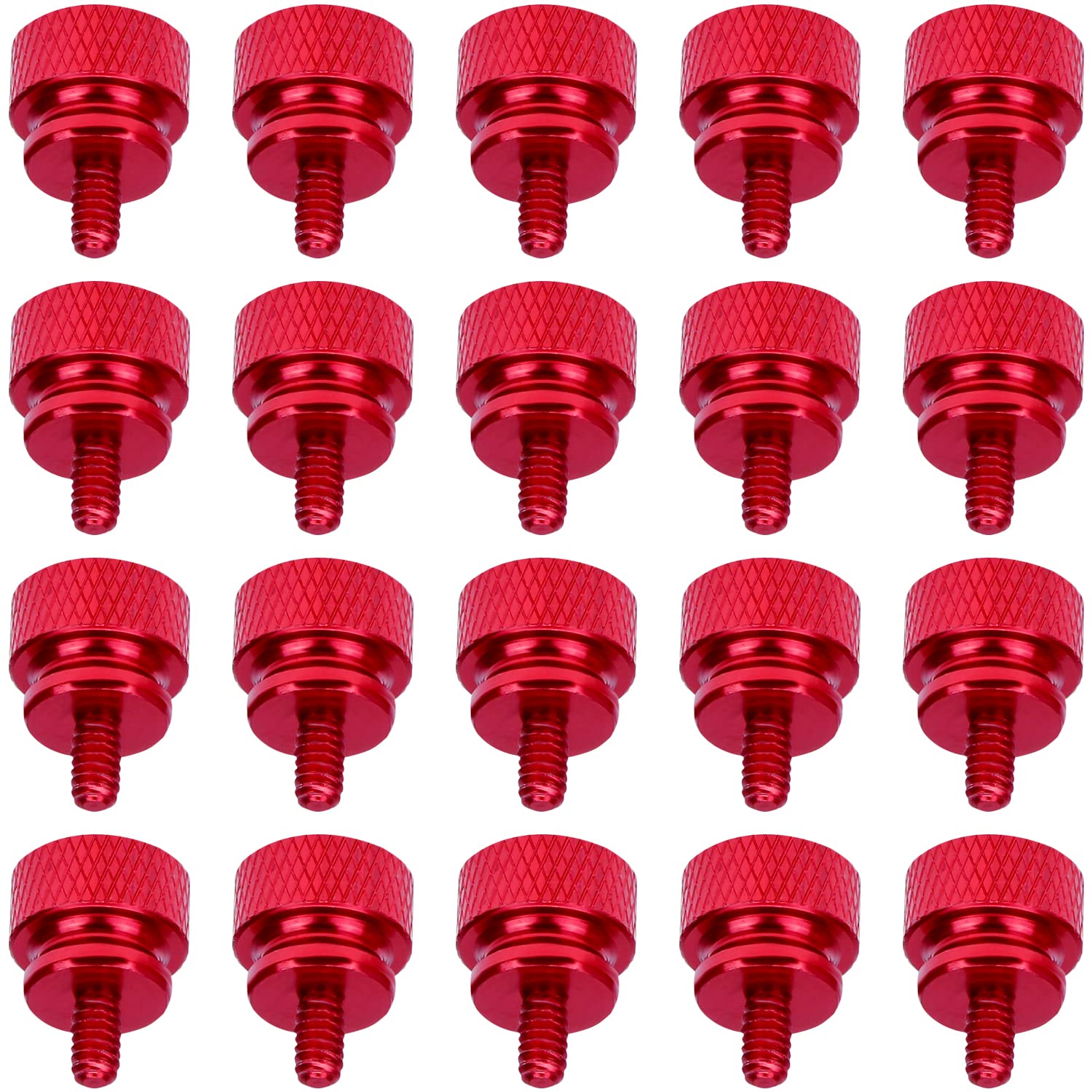 20-Pack 6-32 Thread Red Anodized Aluminum Thumb Screws for Computer Case, Cover, Power Supply & Hard Drives - Secure & Easy Installation for PC Builds & Upgrades