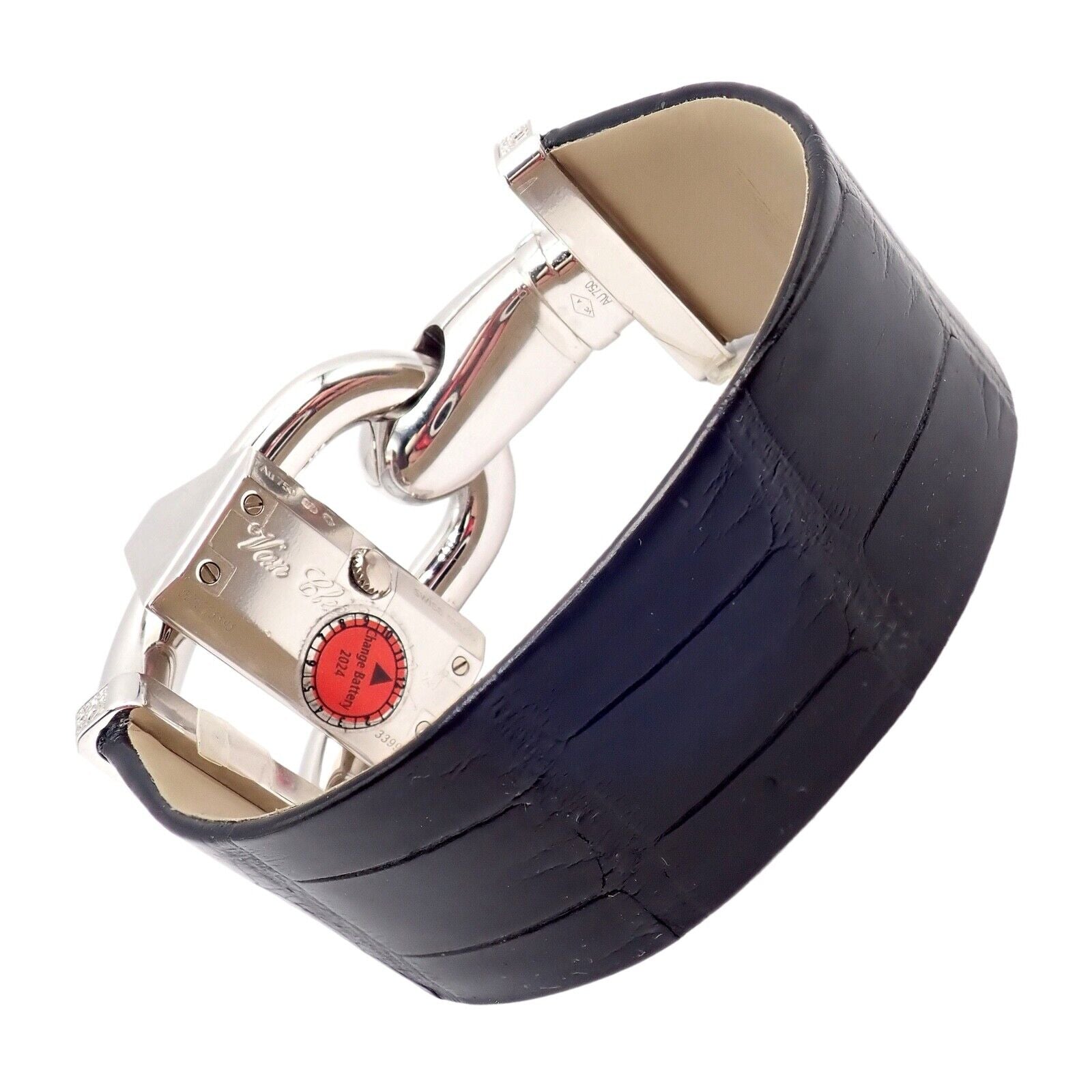 Authentic Van Cleef & Arpels 18K White Gold Diamond Cadenas Alligator Watch - Luxury Women's Dress Watch for Special Occasions & Evening Events