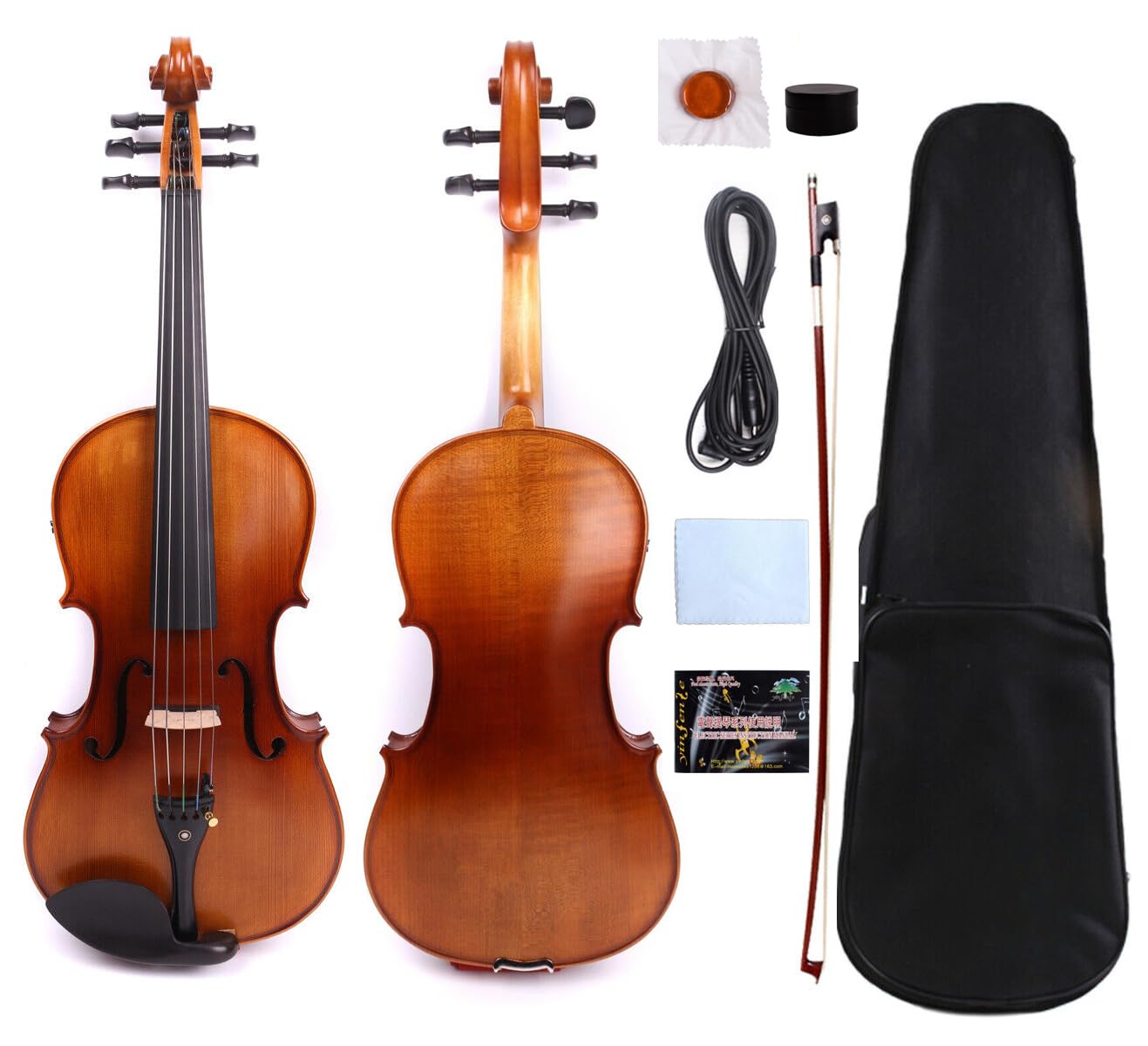 16 Inch 5-String Electric Viola with Maple Body, Spruce Top & Ebony Fittings - Handcrafted FCGDA Tuning for Professional Musicians | Perfect for Stage Performances, Studio Recording & Electric Orchestra