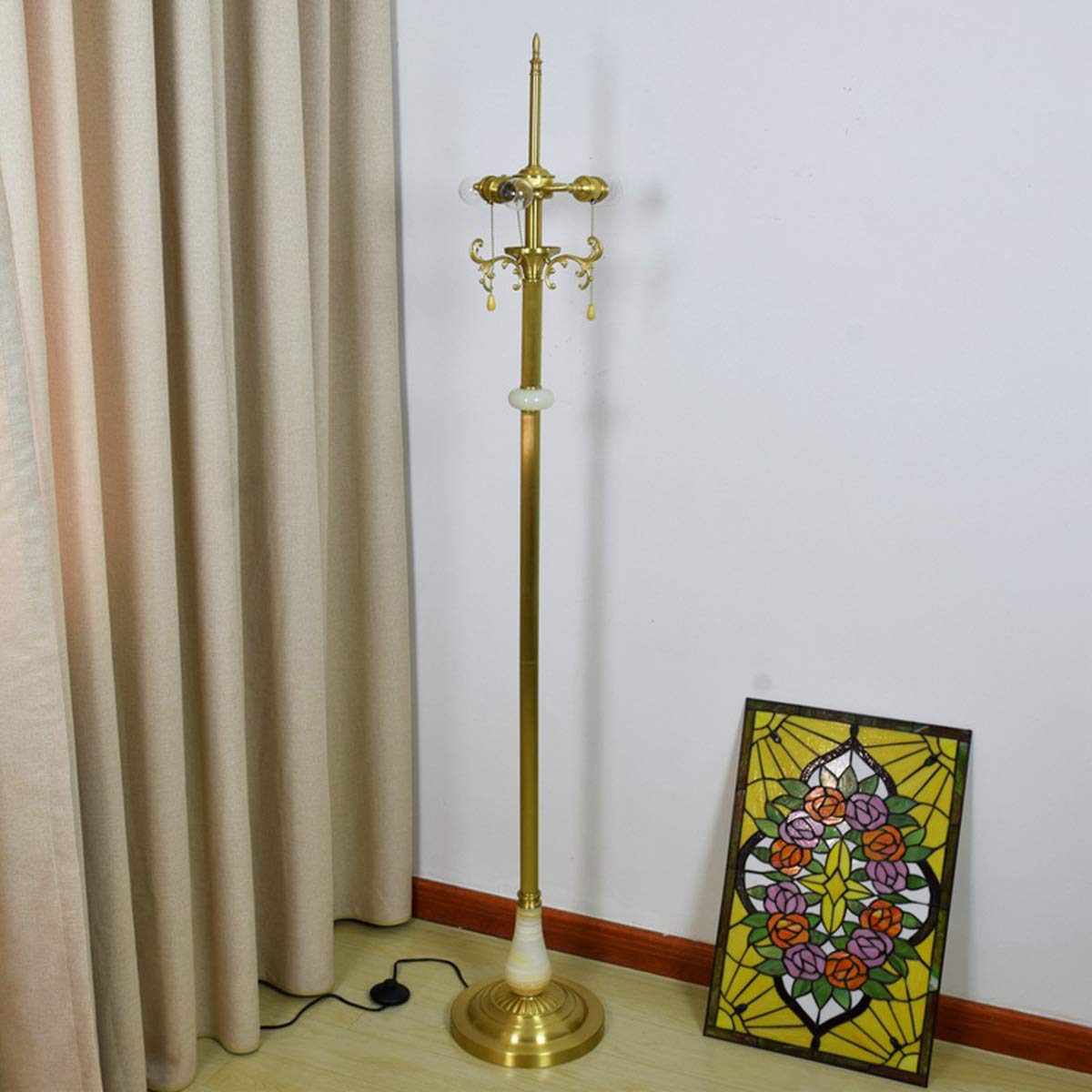 Tiffany Style Dragonfly Floor Lamp - 16 Inch Stained Glass Mediterranean Copper Standing Lamp for Living Room & Bedroom | Romantic Reading Light, Home Decor Accent Lighting for Cozy Nights