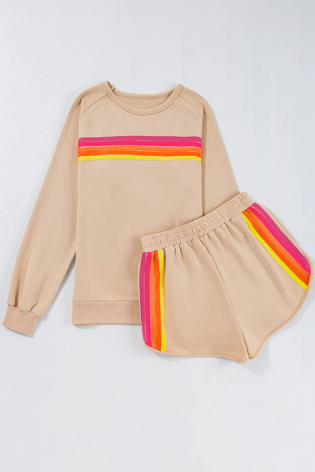Stylish Full Size Contrast Striped Top and Shorts Set for Women - Trendy Summer Outfit for Beach, Vacation & Casual Wear