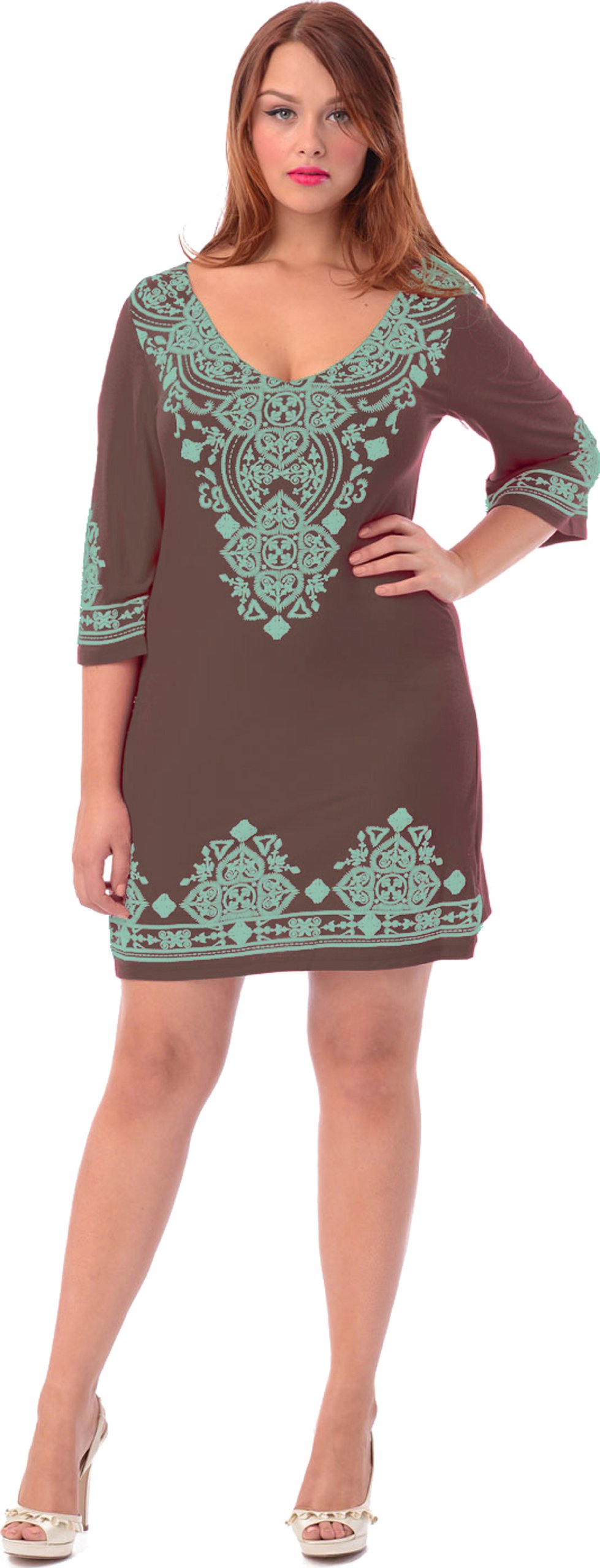 PacificPlex Tribal Print Bell-Sleeve Maxi Dress for Women - Bohemian Flowy Long Dress with Embroidery Details | Perfect for Festivals, Beach Vacations & Summer Parties