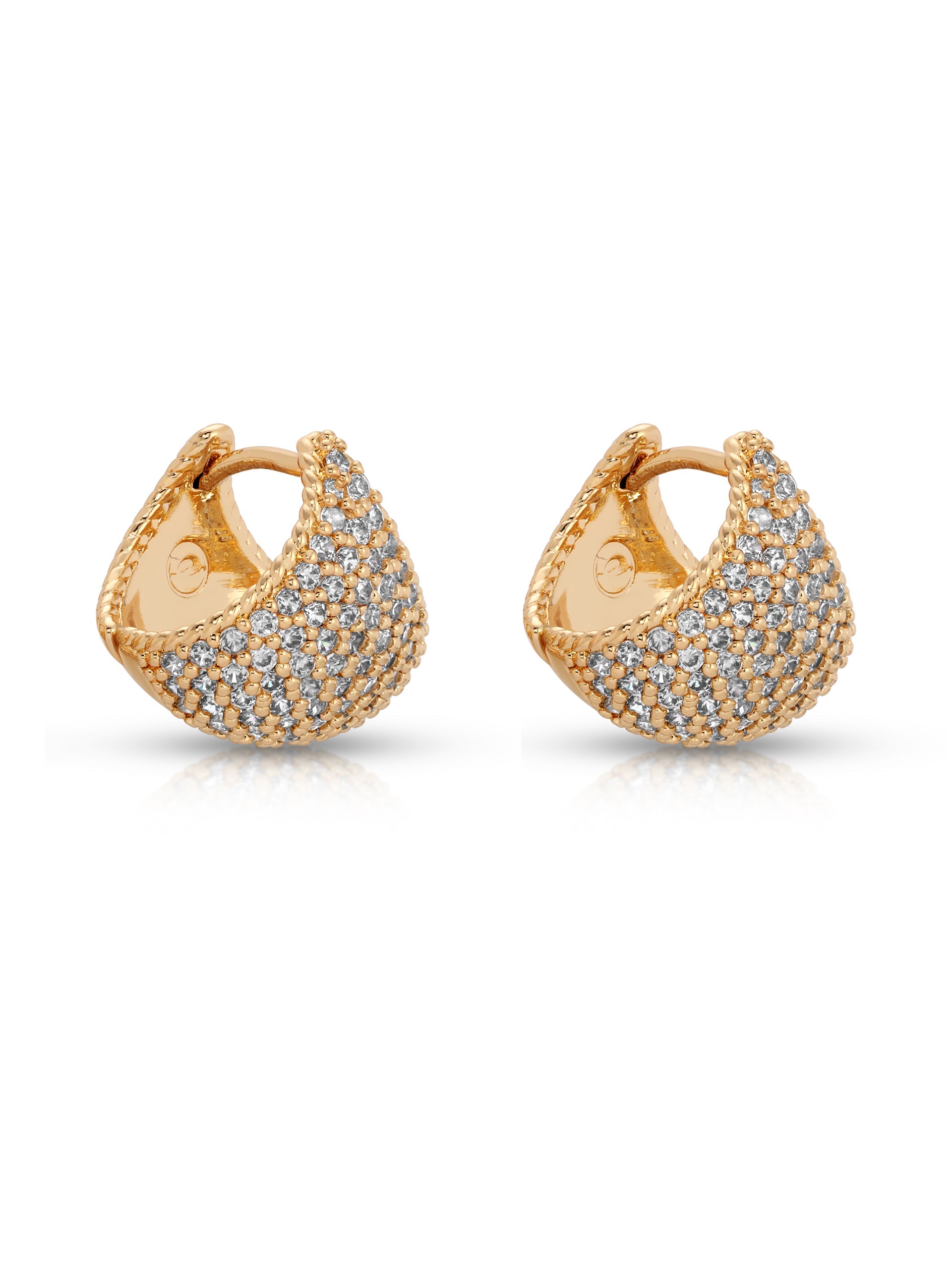 Pavé Encrusted Huggie Hoop Earrings for Women - 14K Gold Plated Cubic Zirconia Huggie Hoops - Perfect for Everyday Wear, Parties & Special Occasions