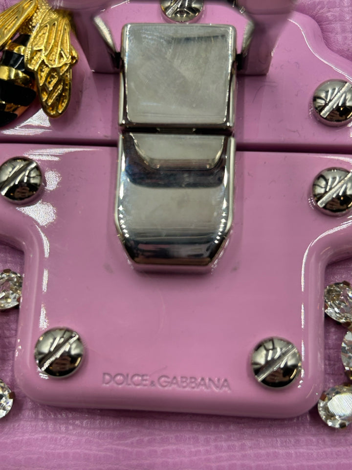 Dolce & Gabbana Mini Lucia Leather Crossbody Bag with Crystal Accents - Perfect for Evening Parties, Date Nights & Special Occasions