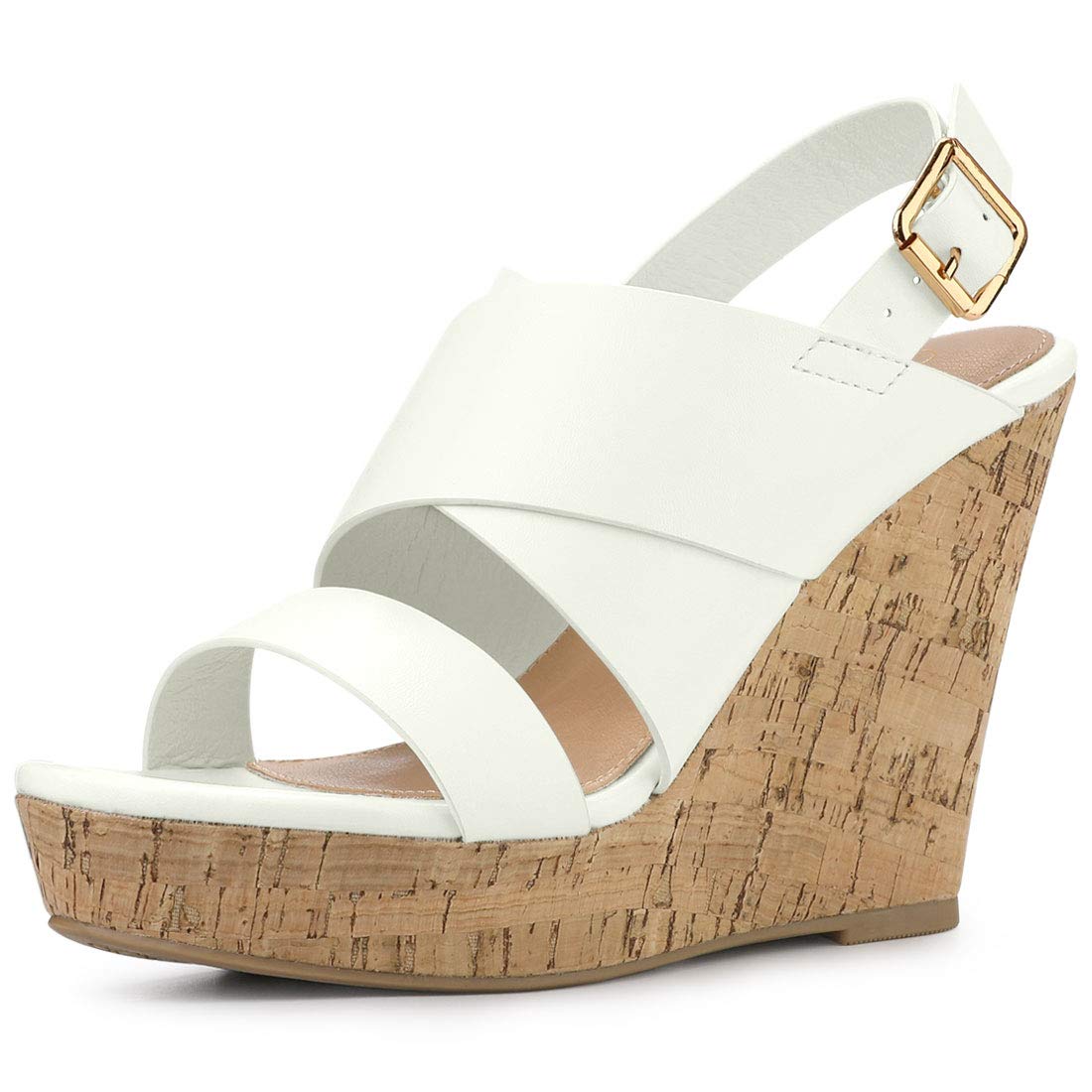 Allegra K Women's Wood Wedge Platform Sandals - Comfortable Summer Beach Shoes for Outdoor Walking, Vacation & Casual Outfits