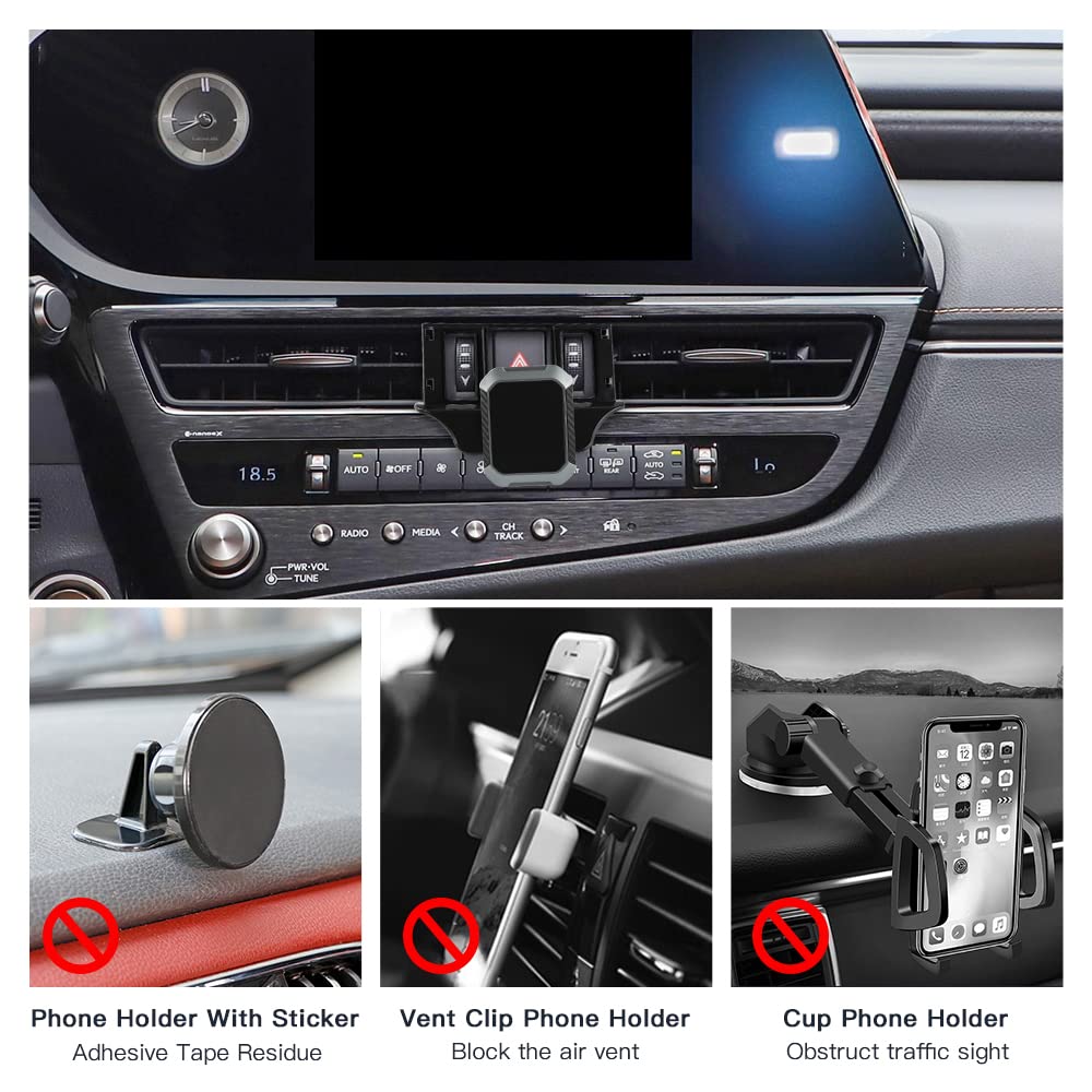 Magnetic Car Phone Holder Mount for Lexus ES 250/350/300h (2018-2022) - Universal Smartphone Cradle with Strong Grip for Safe Navigation & Hands-Free Driving - Perfect for Commuting, Road Trips and GPS Use