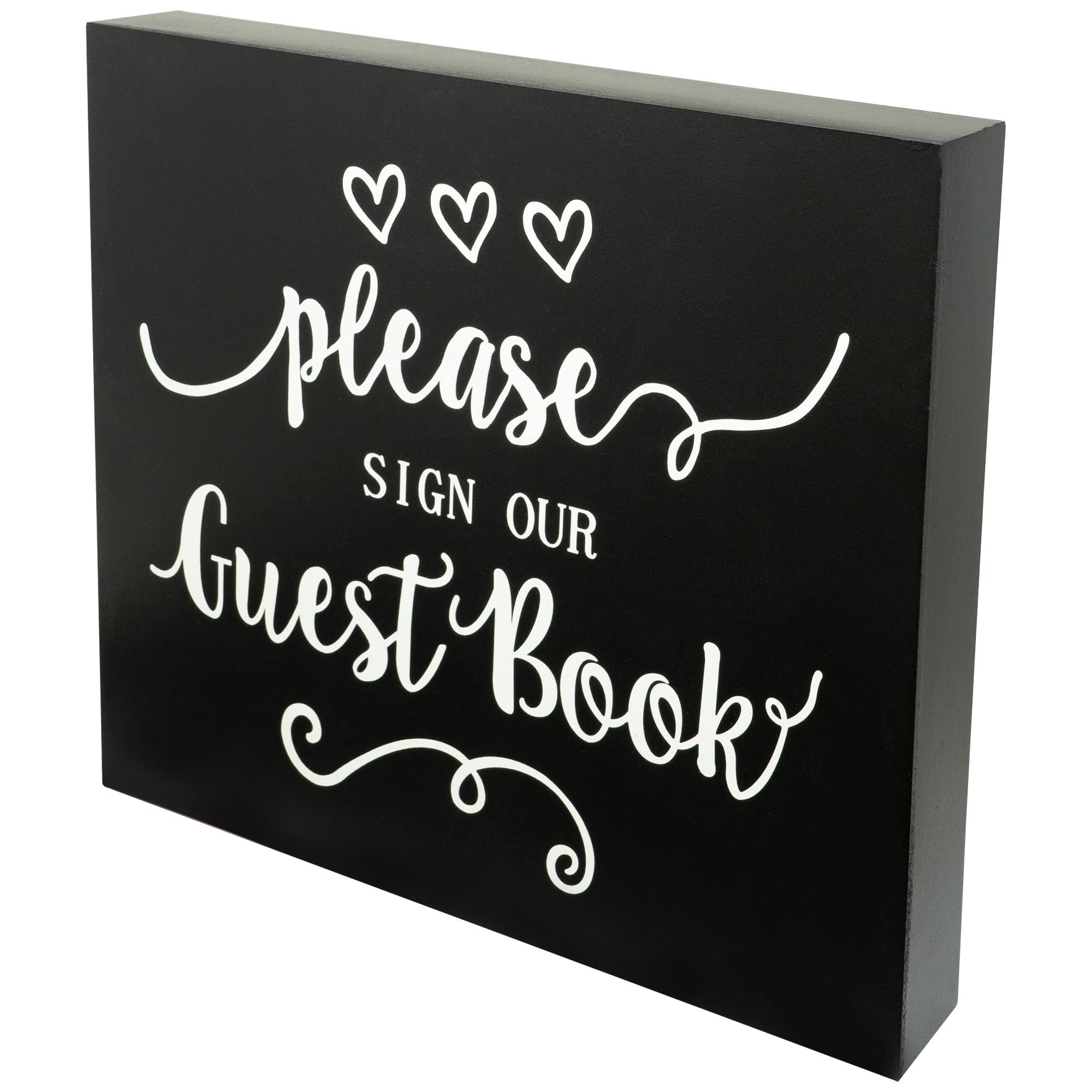 JennyGems Guest Book Sign - Elegant Black Guestbook Table Decor for Weddings, Parties & Baby Showers | Made in USA | Perfect for Reception Entry & Gift Table Display