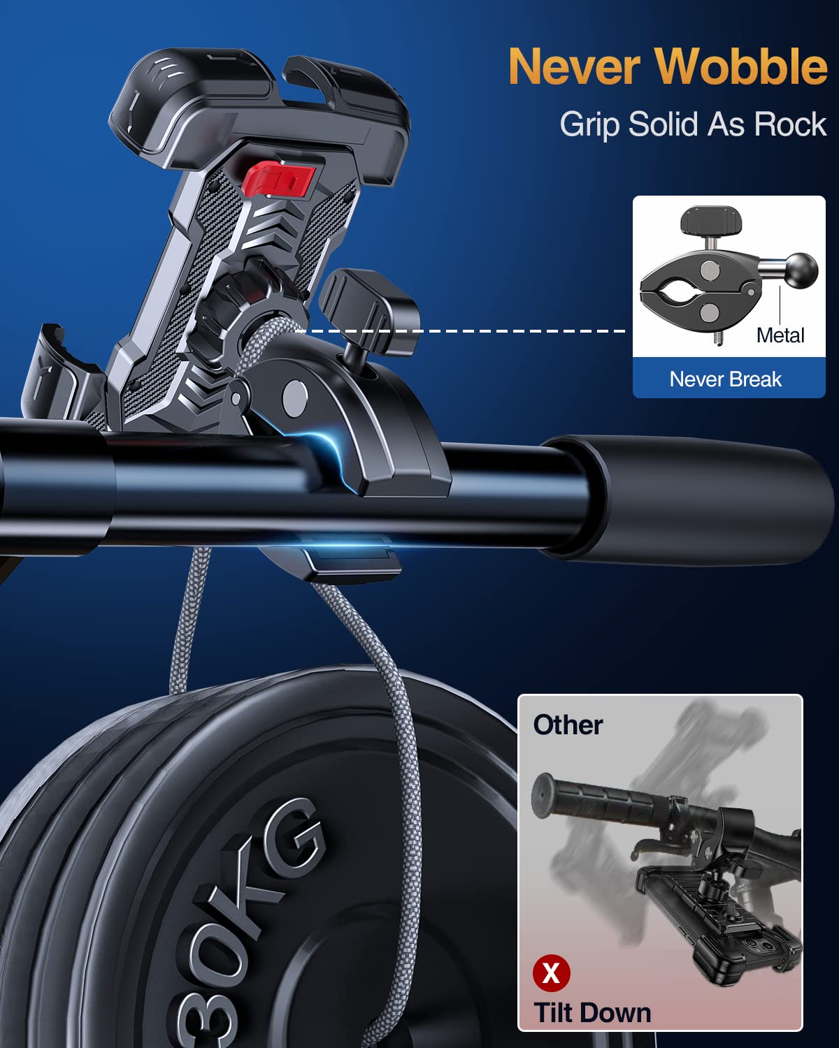 **Motorcycle Phone Mount Holder - Anti-Shake & Windproof (150mph) - Universal 7.2