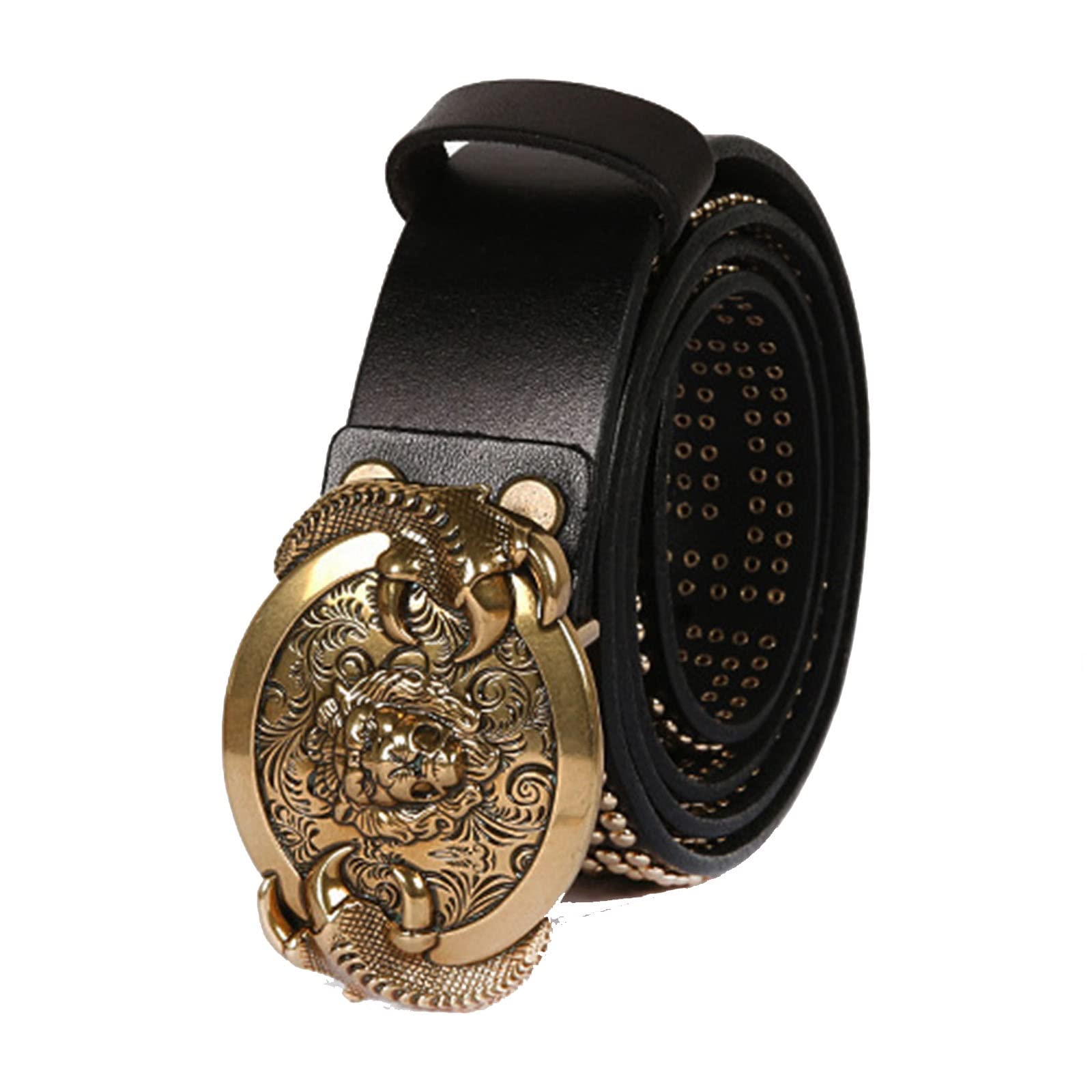Premium Genuine Leather Dress Belt for Men & Women - Adjustable Classic Rivet Buckle (Black/Brown, 105cm) | Formal & Casual Wear Accessory for Suits, Jeans, Office | Perfect for Weddings, Interviews, Business Events, Travel & Gifts | Durable & Stylish Belt for Everyday Use | Great with Business Attire, Casual Outfits & Formal Wear | Ideal for Professional Settings, Special Occasions & Fashion Statements
