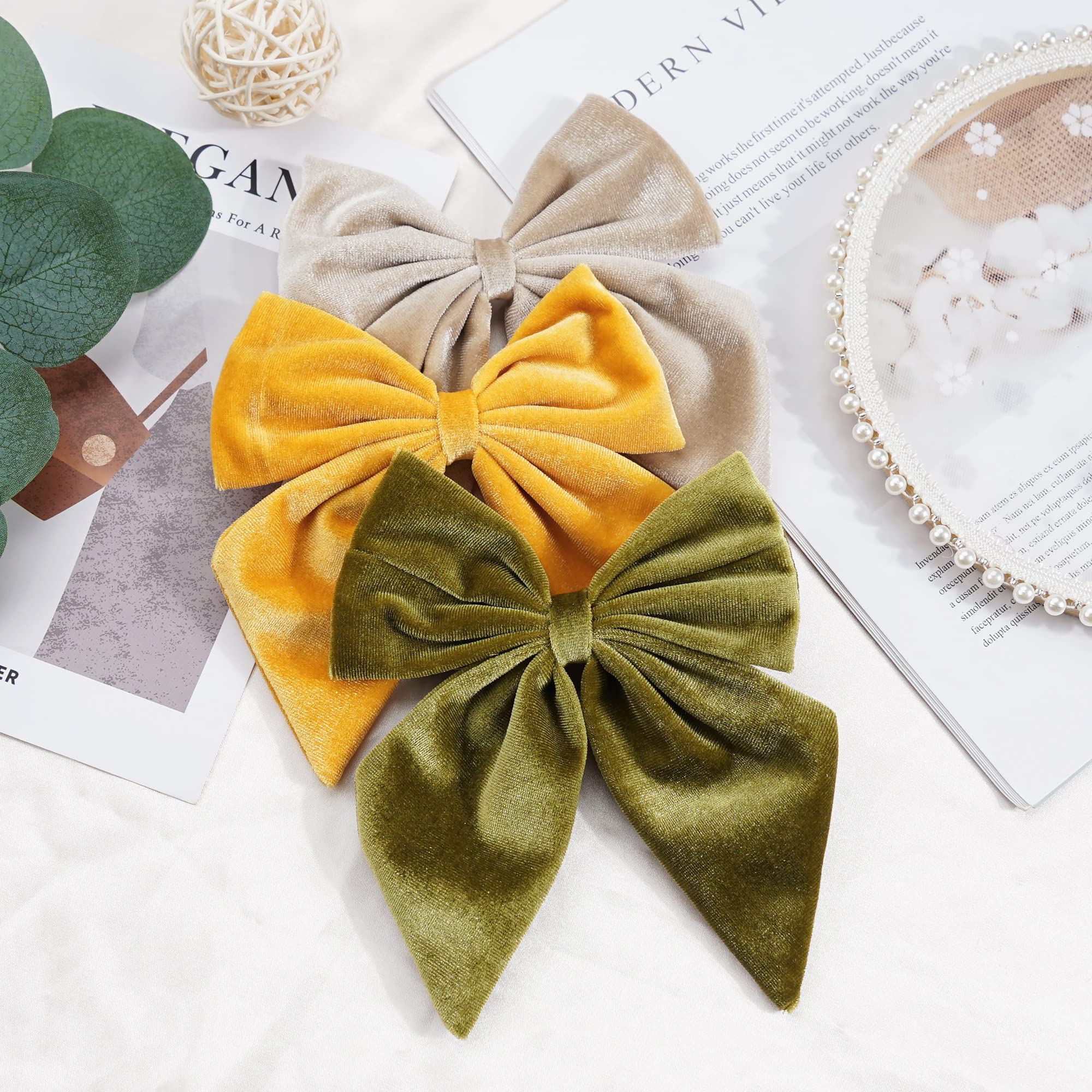 Qearl 12-Piece Large Velvet Hair Bows for Toddler Girls - Handmade Big Hair Clips for Babies & Kids | Perfect for Birthday Parties, School Photos & Special Occasions