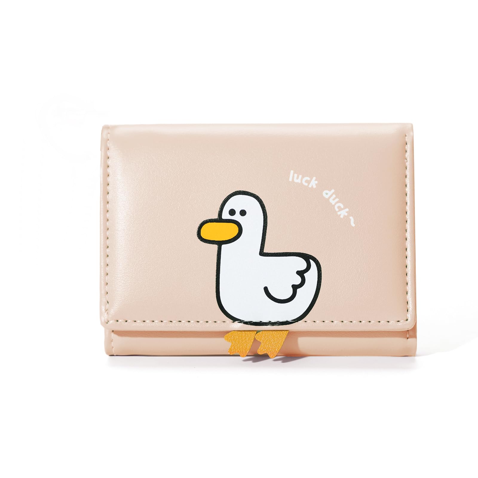 Sunwel Fashion Girls Cute 3D Duck Mini Folding Wallet - Small Slim RFID Blocking Wallet with ID Window & Card Slots for Women | Perfect for Everyday Use, Travel, and School