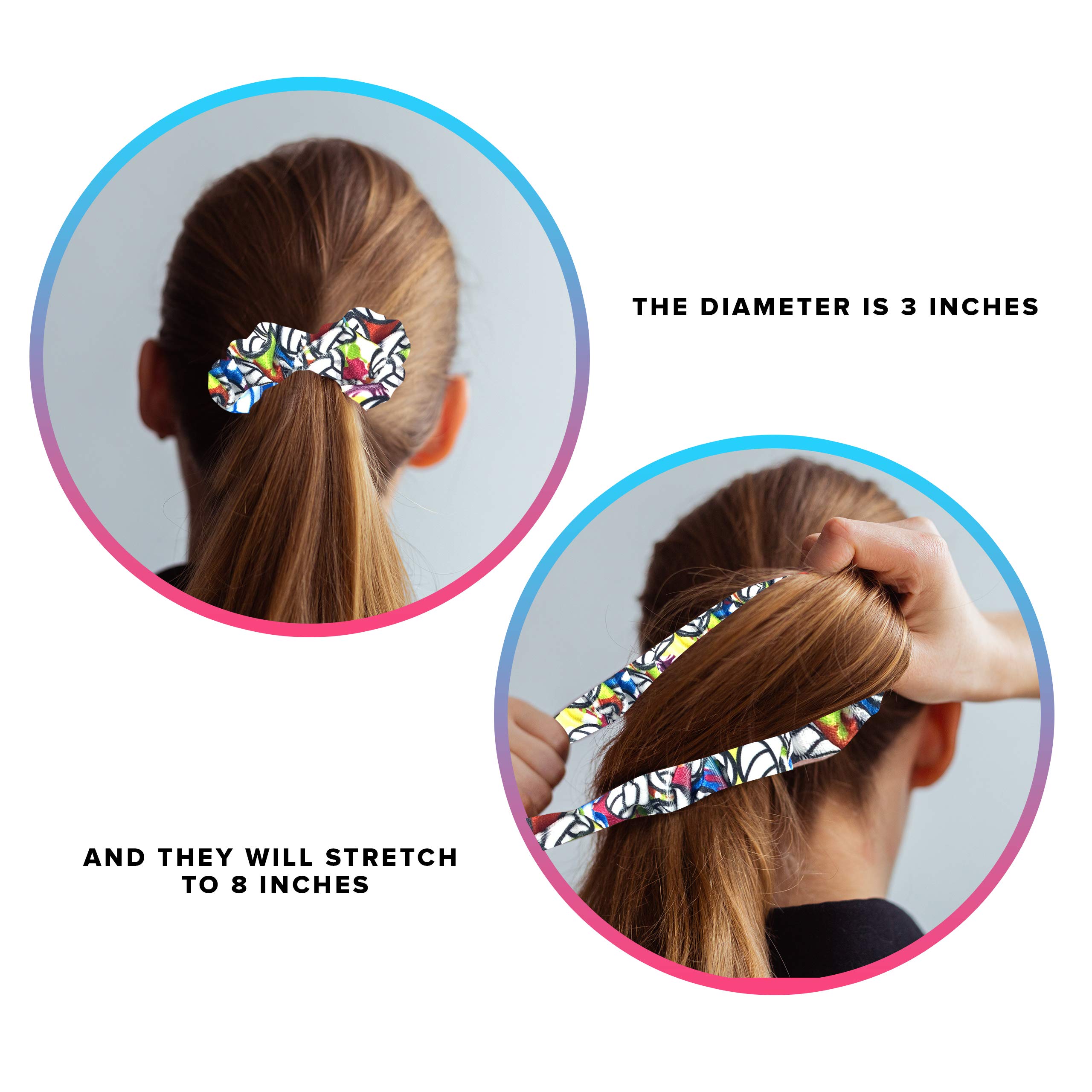 Volleyball Scrunchies for Women - Soft Velvet Hair Ties & Headband Accessories - Set of 4 Tie-Dye Hair Bands - Perfect for Sports, Workouts, and Everyday Fashion