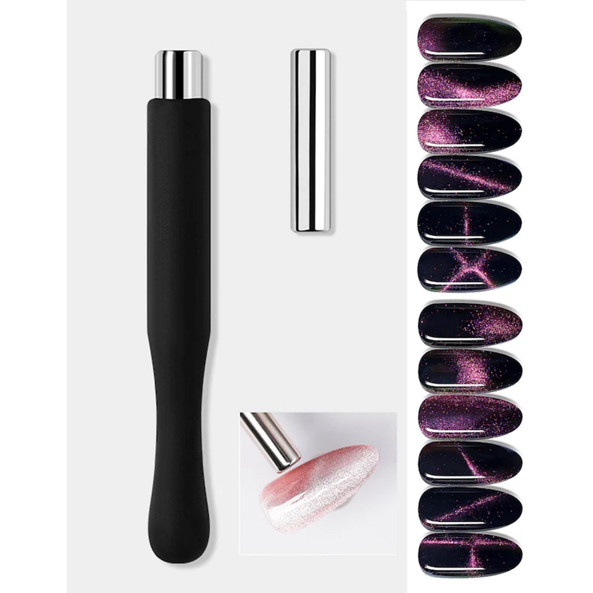 Trendy Cat Eye Nail Magnet Kit for Women - Professional Cat Eye Nail Art Tool with 5 Magnetic Designs | Perfect for Salon, Home Manicures & Special Occasions