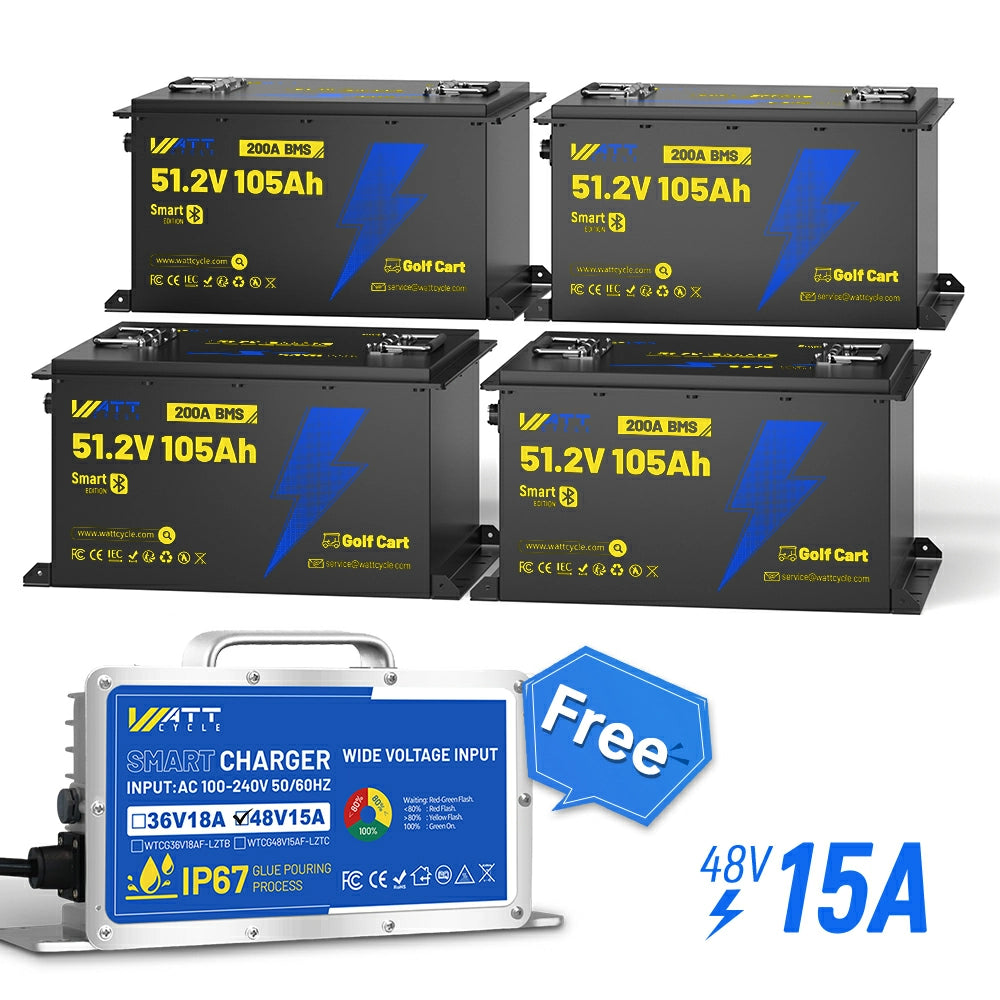 48V 100Ah Lithium Golf Cart Battery with Bluetooth - Long Lasting Power for Golf Carts, Electric Vehicles & Off-Grid Applications - Perfect for Golf Courses, RV Camping & Solar Energy Storage