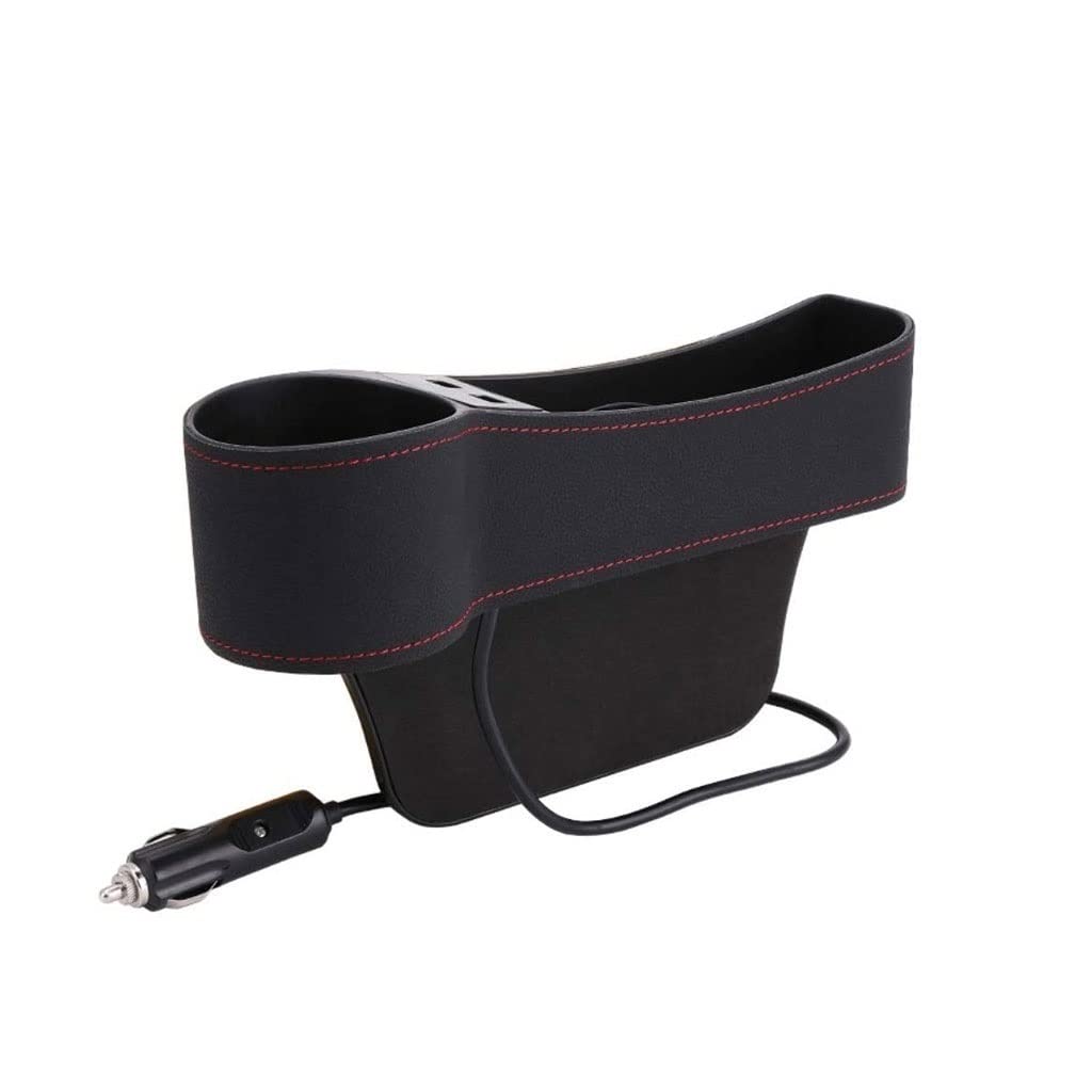 Skadler Universal Car Seat Gap Filler Organizer - Leather Multi-Purpose Console Storage Pocket with Cup Holder for Phone, Sunglasses & Essentials | Perfect for Road Trips, Commuting & Travel (Color: A)