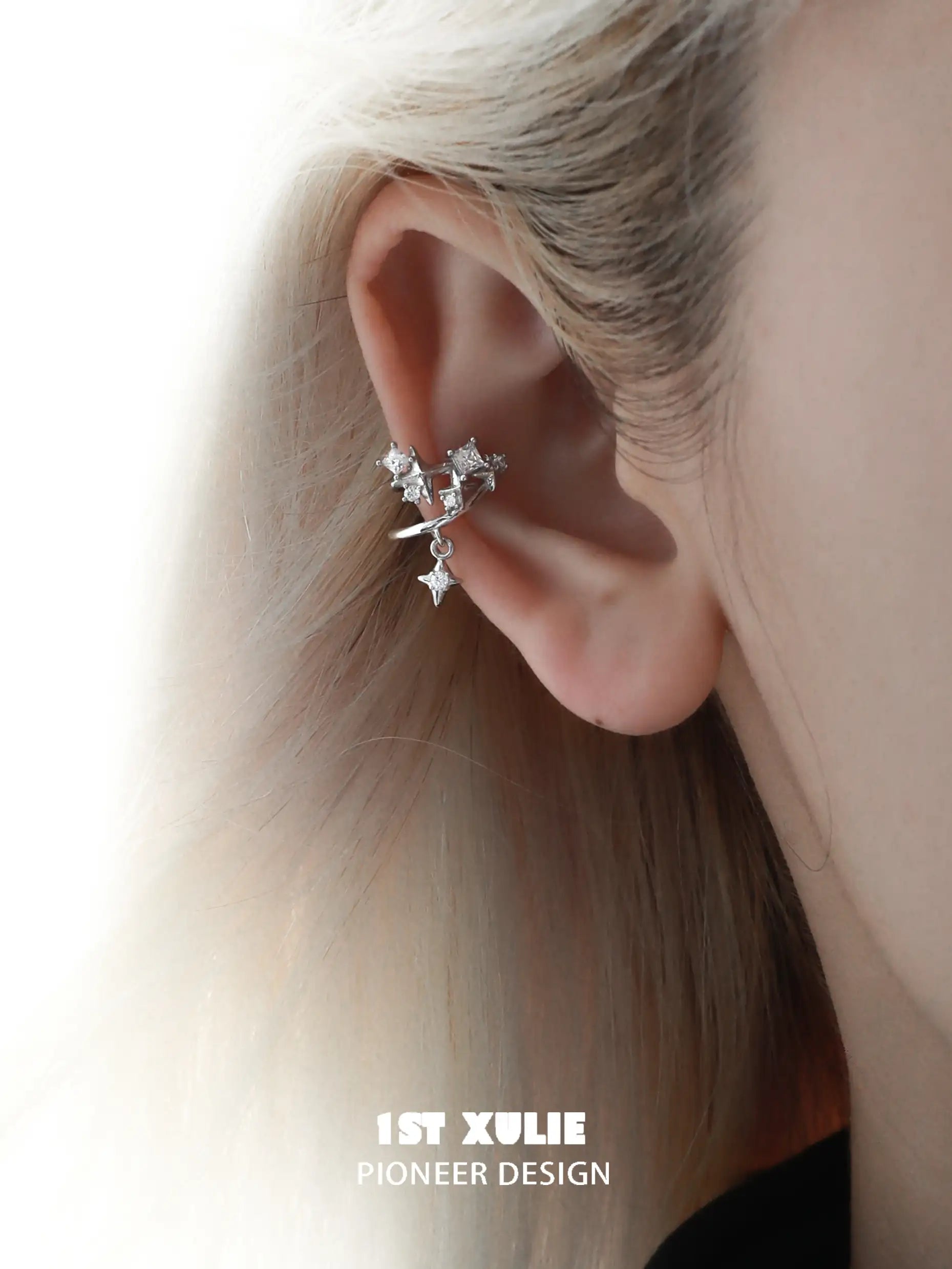 18K Gold Plated Star Trails Zirconia Stud Earrings for Women - Elegant Party & Wedding Jewelry Gift