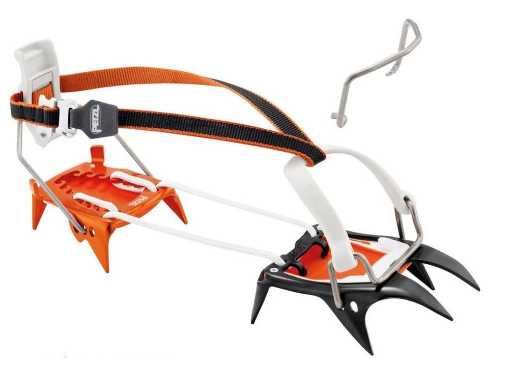 PETZL Irvis Hybrid Crampons - Lightweight Ice & Snow Traction Cleats for Mountaineering & Alpine Climbing - One Size Fits Most - Orange - Perfect for Glacier Travel & Winter Hiking