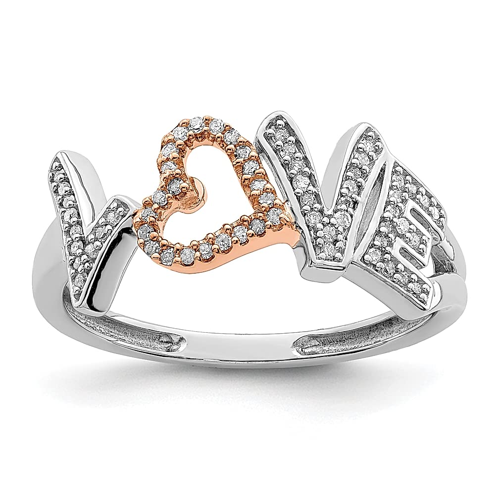 14K Rose Gold Plated 925 Sterling Silver Diamond Love Band Ring for Women - Elegant Stackable Wedding Engagement Promise Ring - Perfect Anniversary, Valentine's Day & Birthday Gift for Her