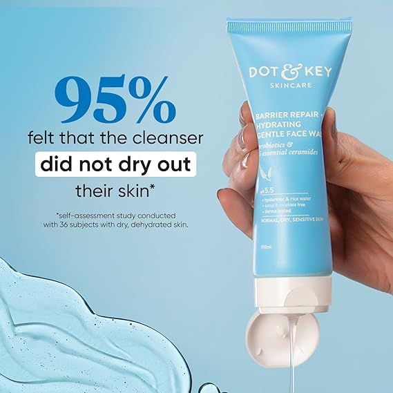 **Barrier Repair & Hydrating Gentle Face Wash with Probiotic & Ceramide | Moisturizing Cleanser for Dry, Normal & Sensitive Skin | 100ml | Daily Skincare Routine for Soothing & Hydration**