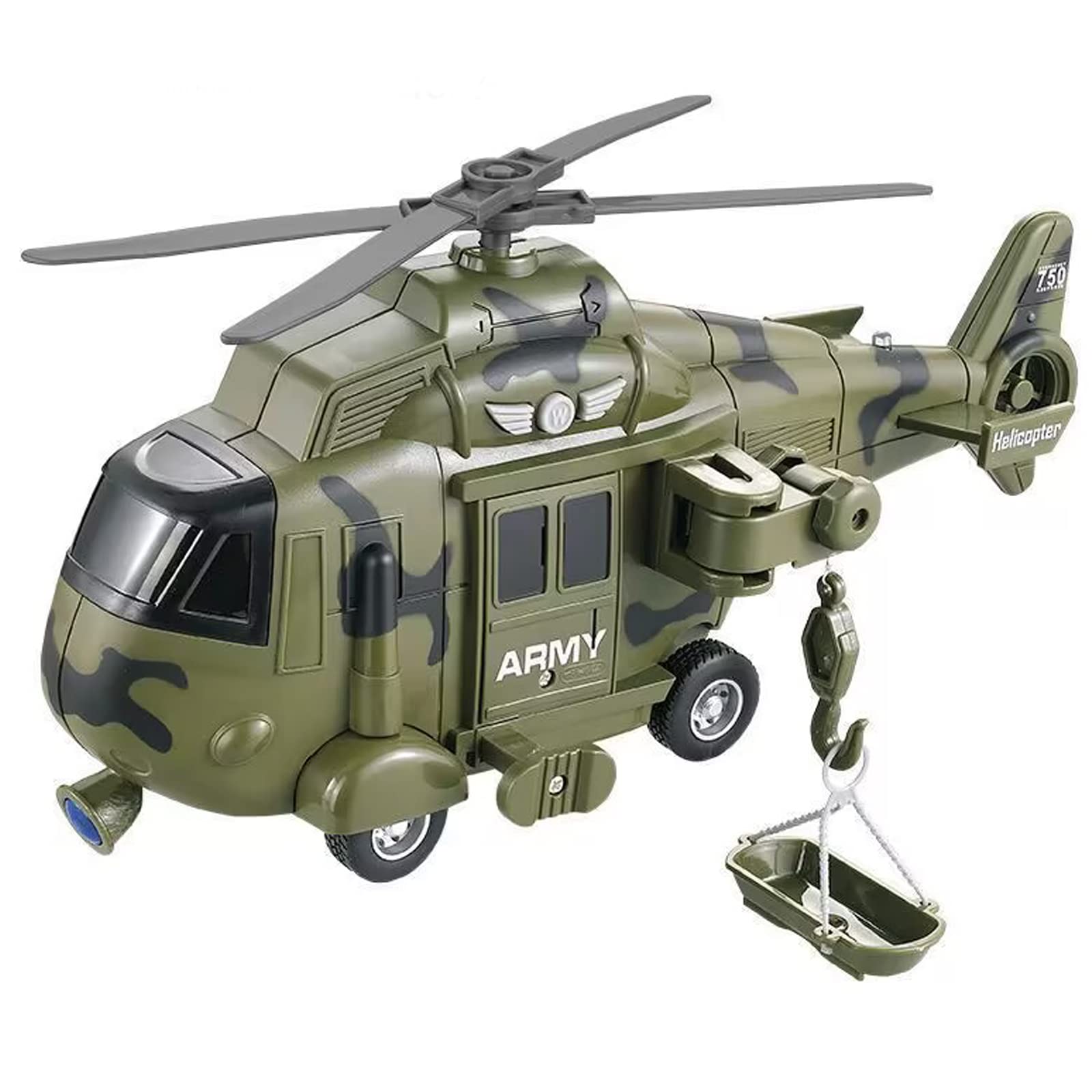 Military Helicopter Toy with Lights & Sound - Friction Powered Army Rescue Vehicle for Boys Kids Ages 3+ | Best Gift for Toddlers | Outdoor Play, Birthday Party & Role Play Scenarios