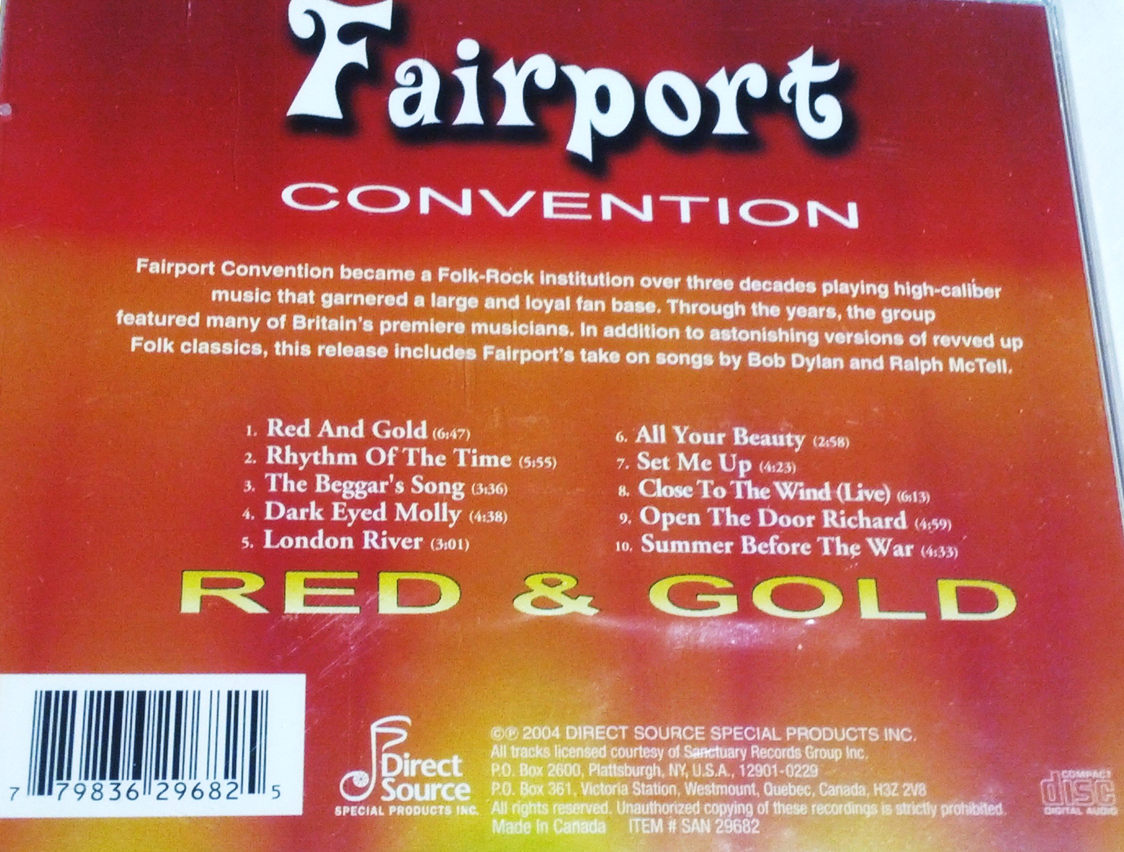 Fairport Convention - Red & Gold (2004) Audio CD | Folk Rock Music Album | Perfect for Relaxation & Road Trips