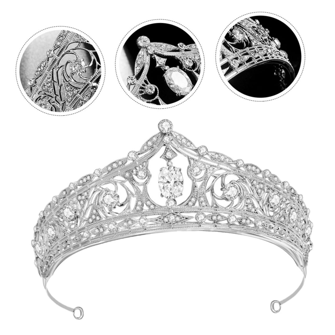 FOMIYES Silver Crystal Bridal Crown - Vintage Princess Tiara Headband for Weddings, Pageants & Bachelorette Parties | Elegant Alloy Bride Headpiece for Bridal Showers, Prom & Special Occasions