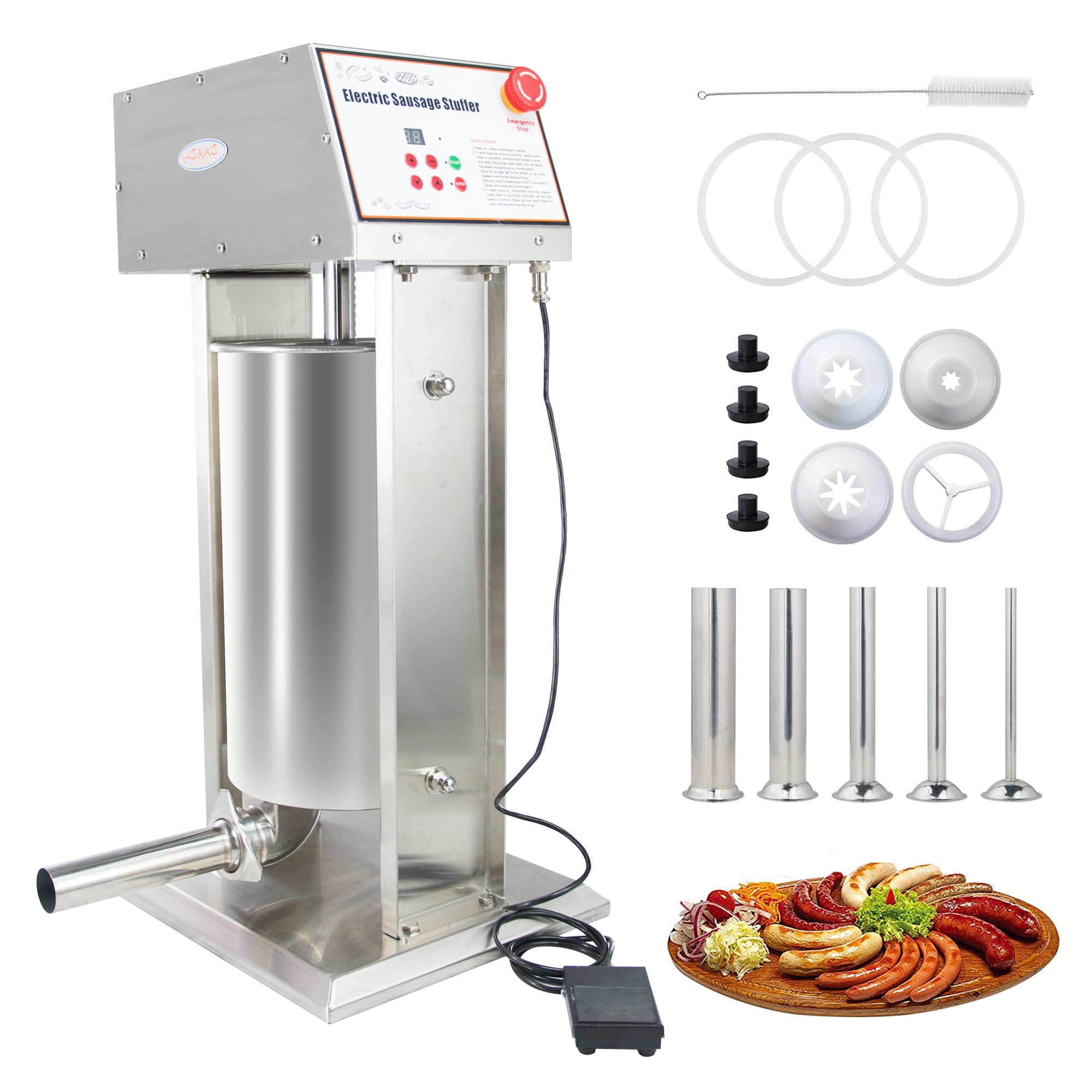Commercial 22LB Stainless Steel Electric Sausage Stuffer - Vertical Sausage Filling Machine for Home Butchering, Deli & Meat Processing - Perfect for Sausage Making, Jerky, and Ground Meat Stuffing