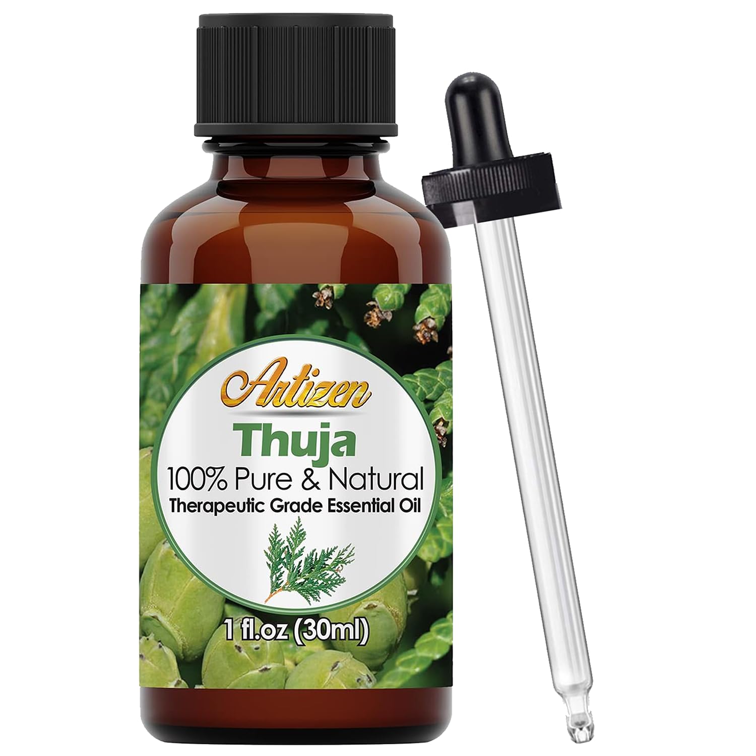 Artizen 30ml Thuja Essential Oil - 100% Pure Therapeutic Grade Aromatherapy Oil - 1 Fl Oz for Diffusers, Massage & Skin Care
