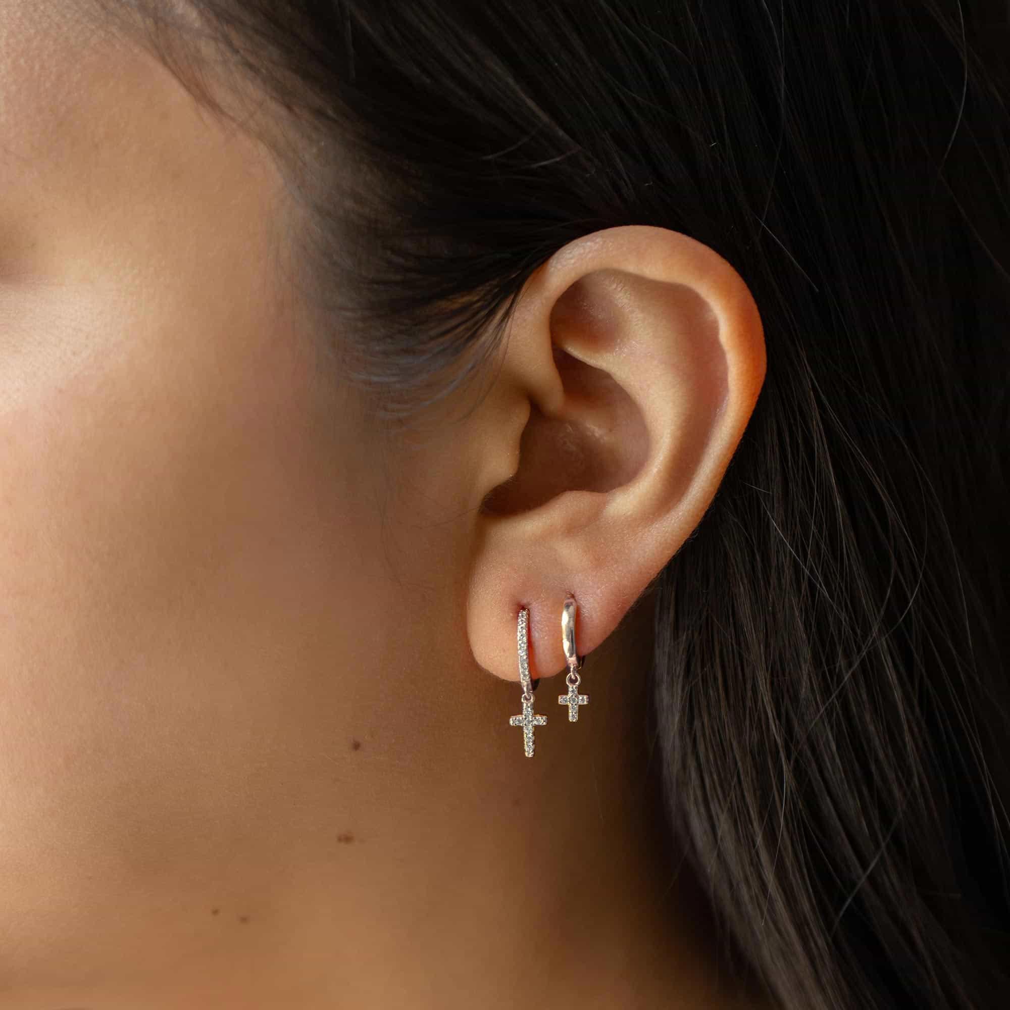 Trendy Cross Dangle Huggie Earrings for Women - Gold & Silver Hoop Earrings for Everyday Wear | Perfect for Gifts, Parties & Casual Outfits