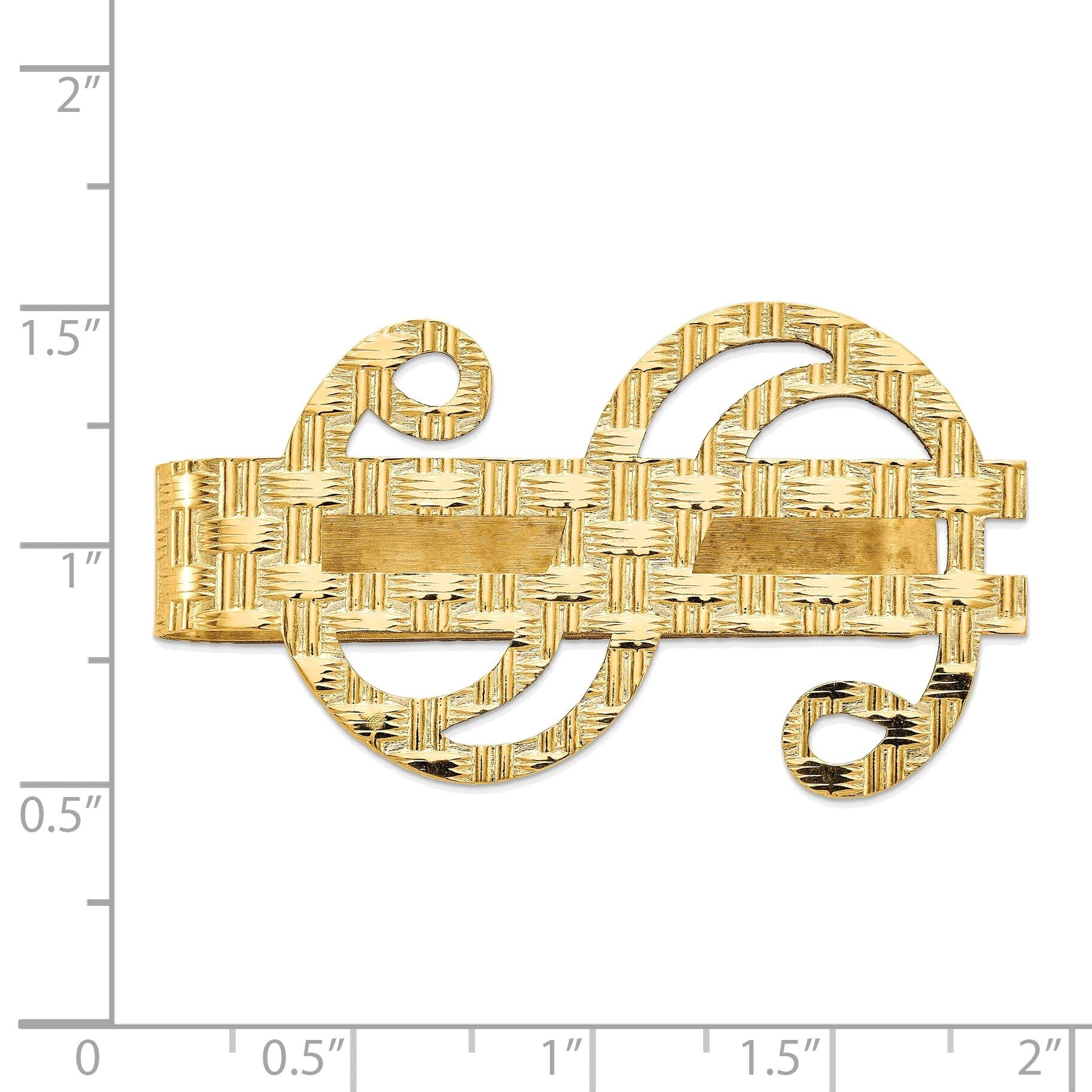 14K Yellow Gold Polished Textured Dollar Sign Money Clip - Luxury Jewelry for Men | Perfect for Gifts, Business Events & Cash Storage