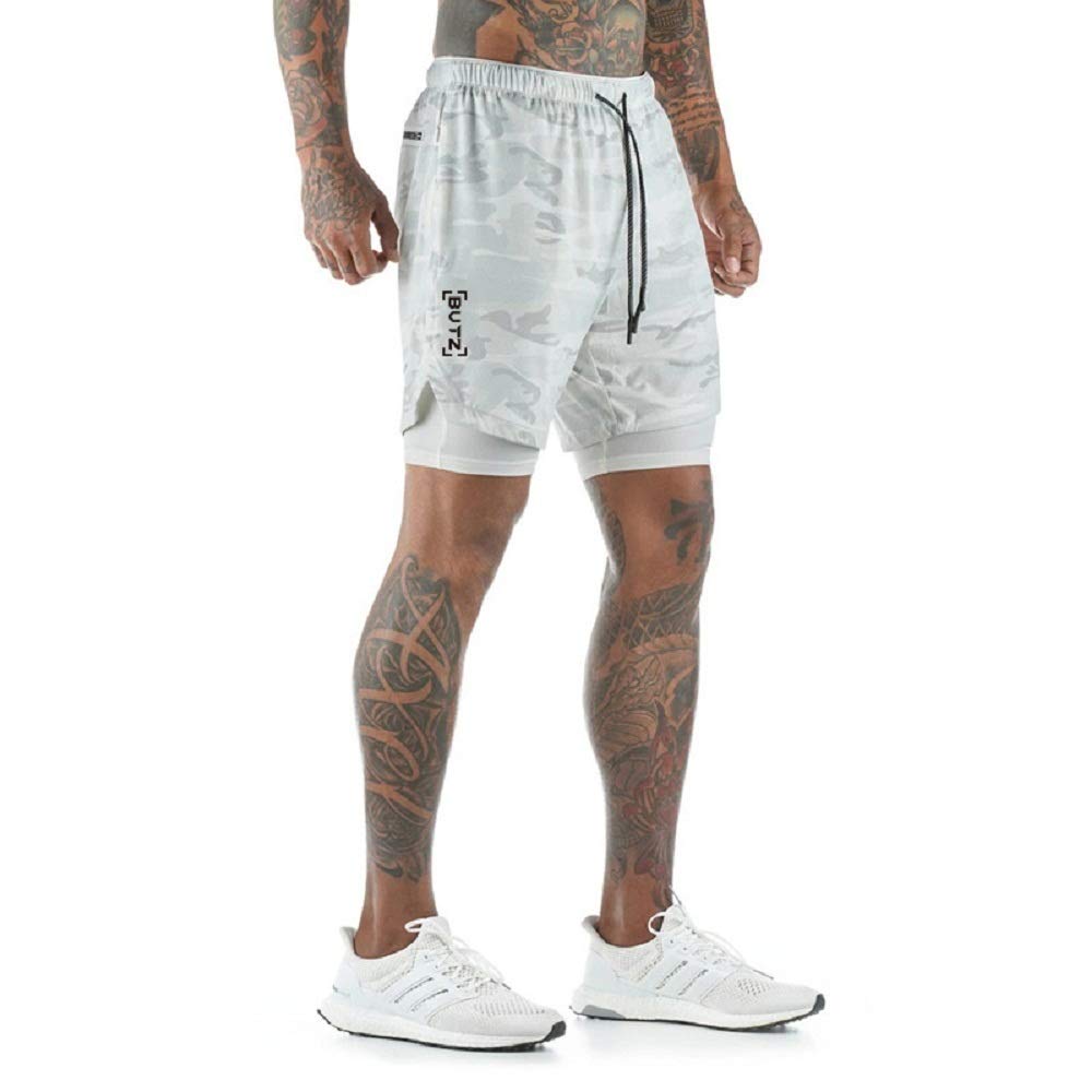 Sandbank Men's 2-in-1 Workout Shorts - Lightweight Running & Gym Training Shorts with Built-in Liner & Towel Loop - Perfect for Jogging, Basketball & Fitness Activities