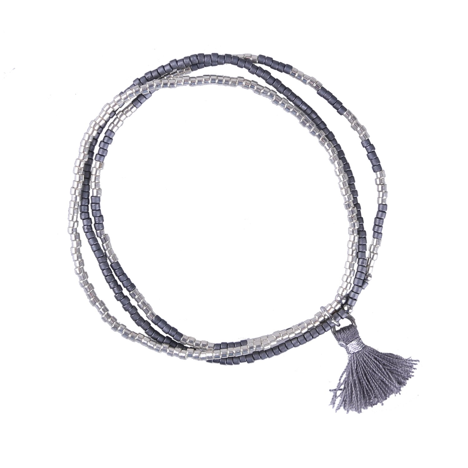 KELITCH Tassel Friendship Charm Bracelet for Women - Crystal Beads & Miyuki Beads Handmade Adjustable Bracelet - Perfect Gift for Best Friends, Birthday, Anniversary, and Everyday Wear