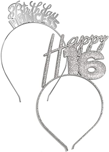 2pc Happy 16 (Silver) Birthday Princess (Silver)