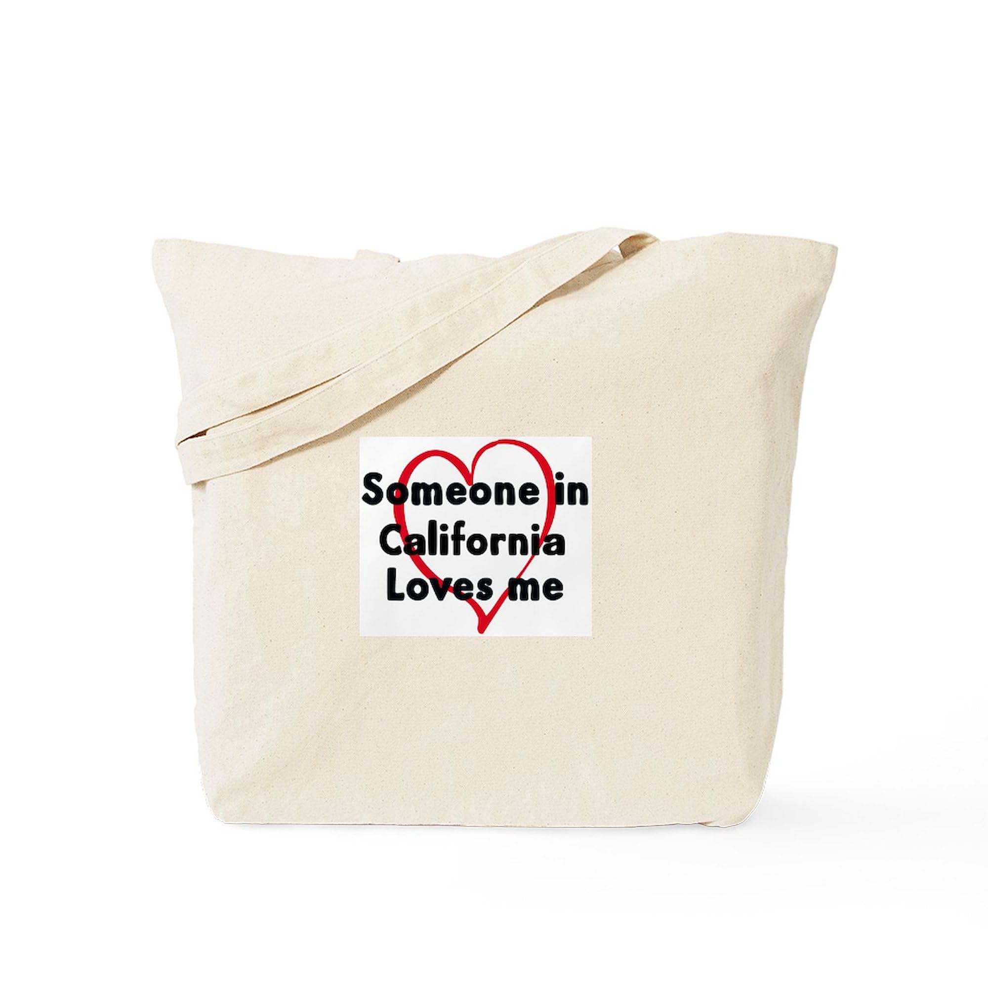California Tote Bag - Natural Canvas Reusable Shopping Bag with 'Loves Me' Print | Eco-Friendly Grocery Tote for Beach, Market & Travel | CafePress