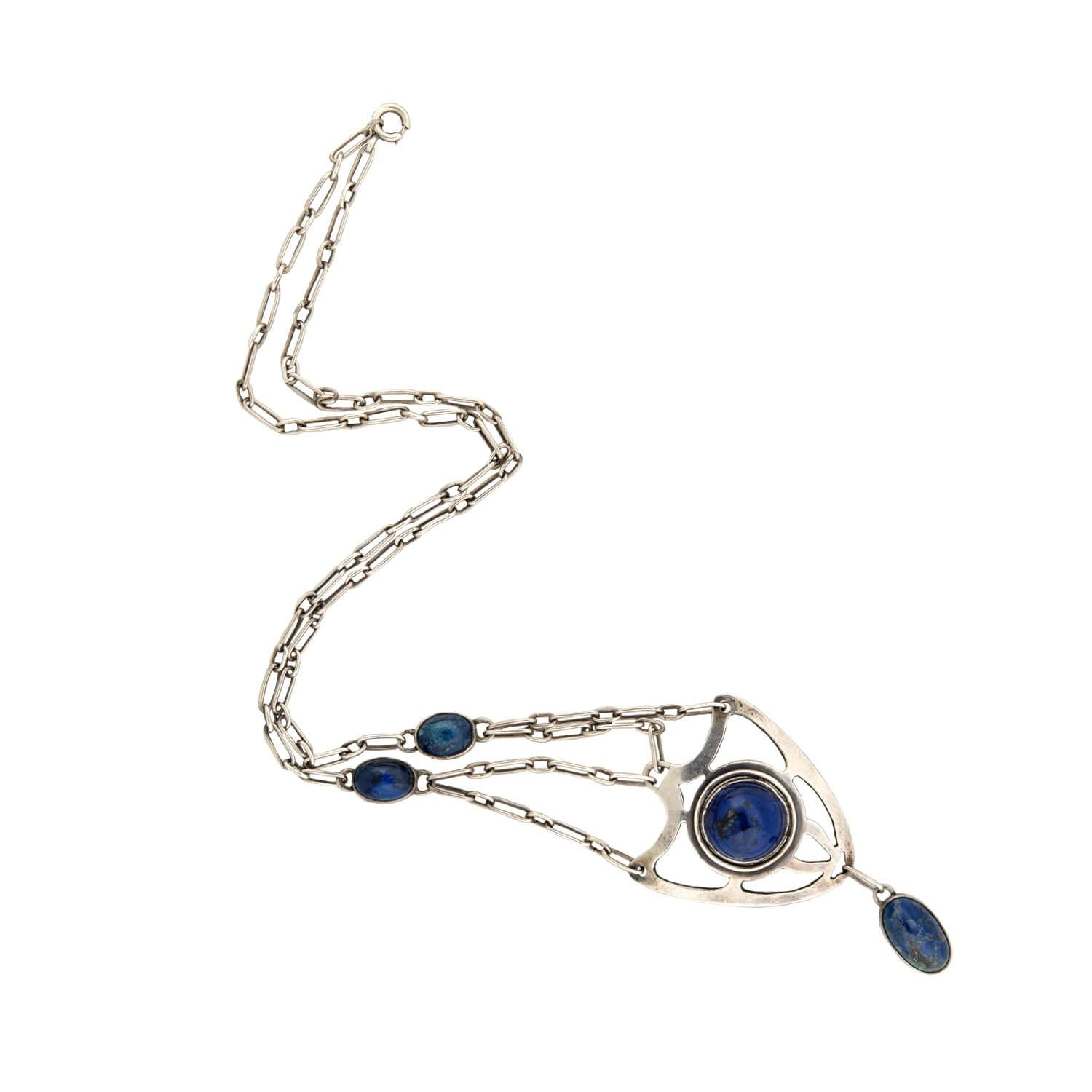 Sterling Silver Sodalite Shield Pendant Necklace for Women - Handmade Bohemian Jewelry for Protection & Healing - Perfect for Meditation, Yoga & Spiritual Gifts