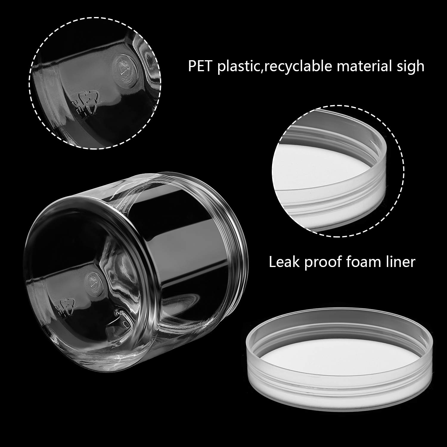 SATINIOR 12 Pack Clear Plastic Storage Jars with Lids - Round Airtight Cosmetic Containers for Travel Toiletries, Lotion, Cream, Makeup, Ointments, Samples & Kitchen Organization - Perfect for Home, Salon, DIY Crafts & Small Item Storage