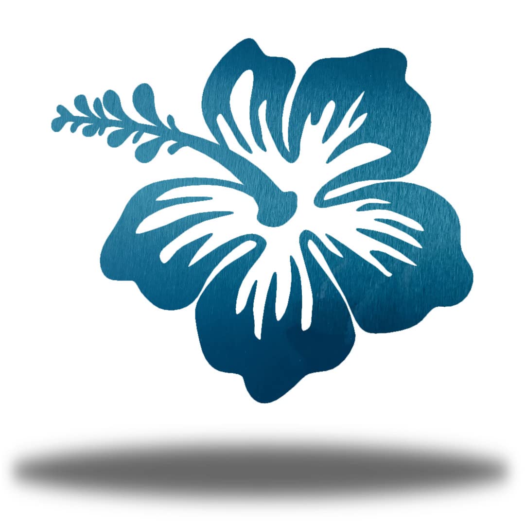 Hibiscus Flower Metal Wall Art for Home & Garden Decor | Handmade in USA | 30-Inch Teal Tropical Floral Wall Hanging | Perfect for Living Room, Bedroom or Outdoor Patio