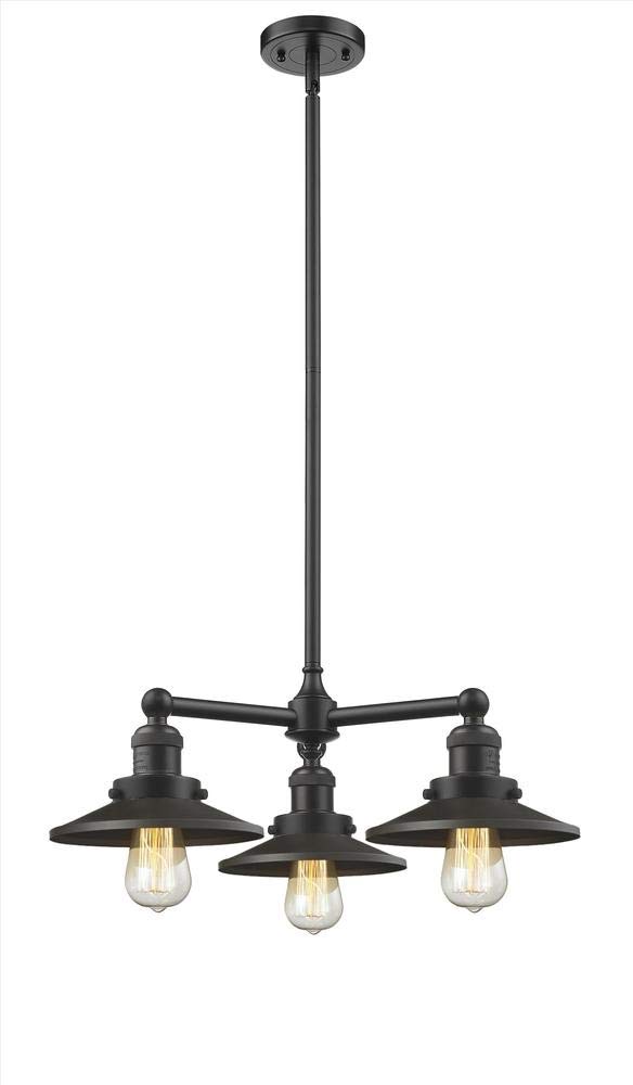 Vintage Dimmable LED Chandelier with 3 Lights - Polished Chrome Finish - 207-PC-M7-LED by Innovations - Perfect for Dining Room, Bedroom, or Foyer Lighting