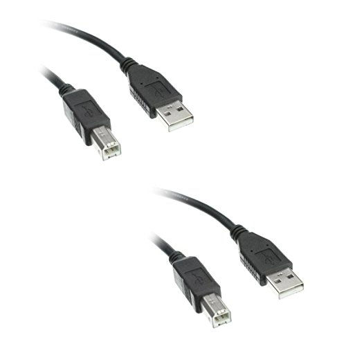 2 Pack USB 2.0 A Male to B Male Cable 1ft (0.3m) High-Speed Data Transfer Cable for Printers, Scanners & External Hard Drives - Black (CNE463938) - Perfect for Office & Home Setup